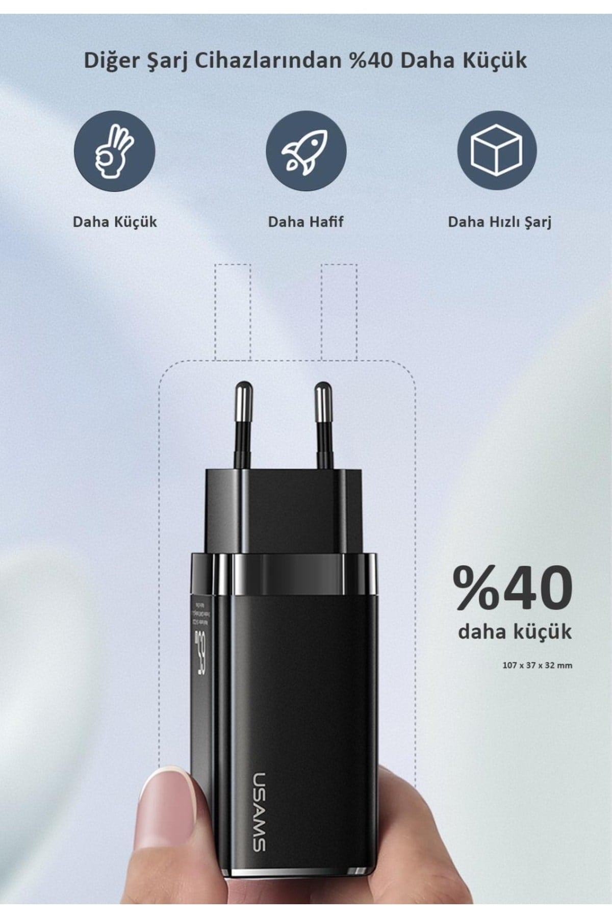 Us-cc110b 65w Gan Şarj Başlığı + Us-sj546 100w Type-c Göstergeli, Notebook Şarjı Ve Hızlı Şarj