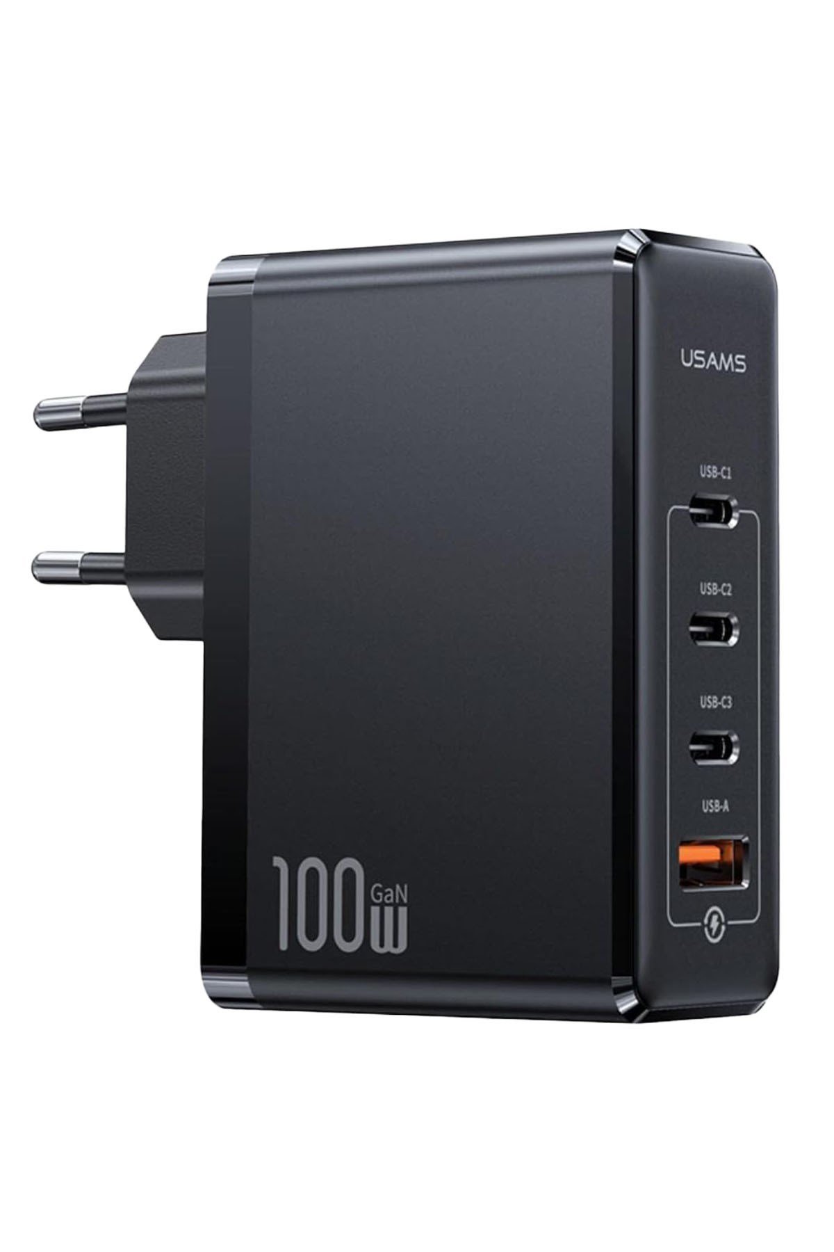 Us-cc163 T50 100w Qc+pd 4 Port (3type-c+1usb) Gan Hızlı Şarj Başlığı-siyah