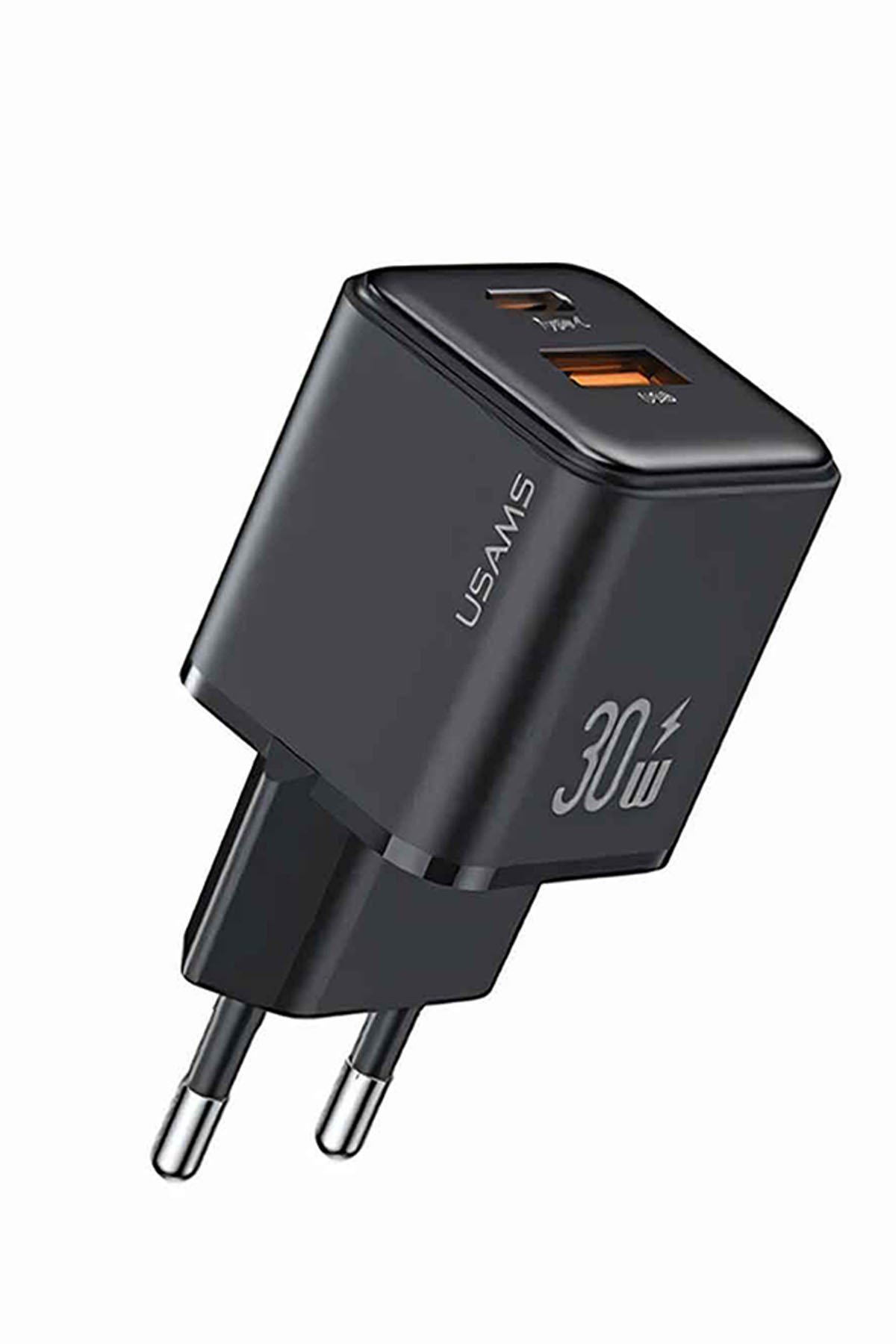 Us-cc189b 30w Qc+pd (type-c+usb) Mini Hızlı Şarj Başlığı-siyah