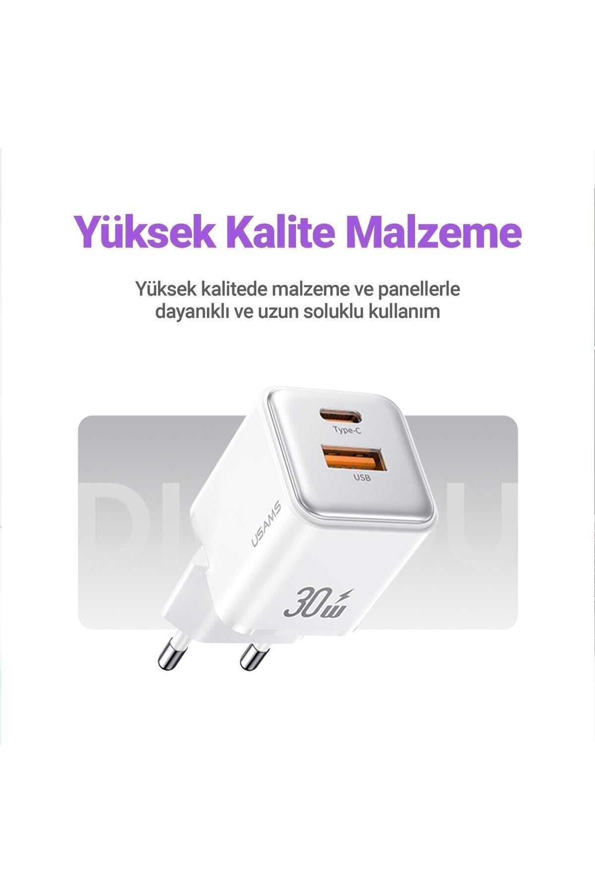 Us-cc189b 30w Qc+pd (type-c+usb) Mini Hızlı Şarj Başlığı-siyah