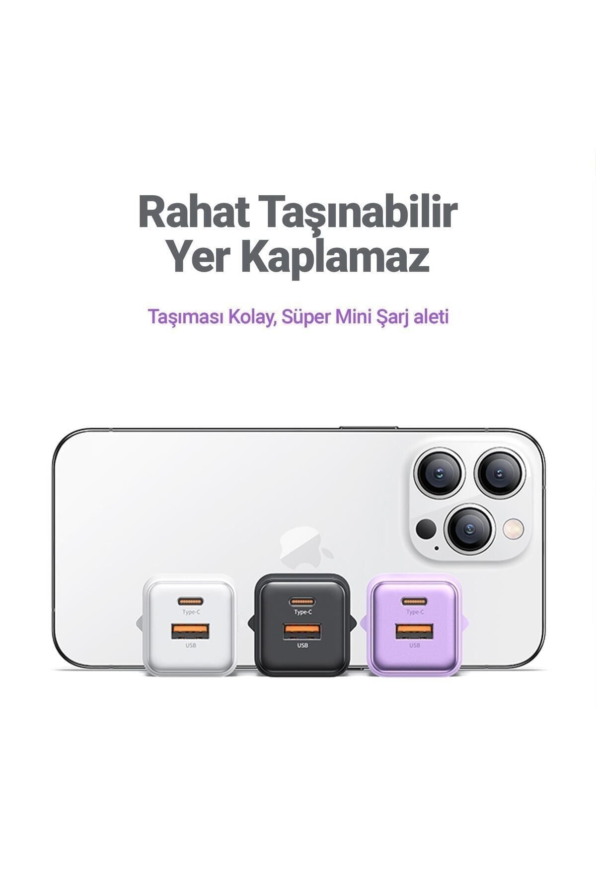 Us-cc189b 30w Qc+pd (type-c+usb) Mini Hızlı Şarj Başlığı-siyah