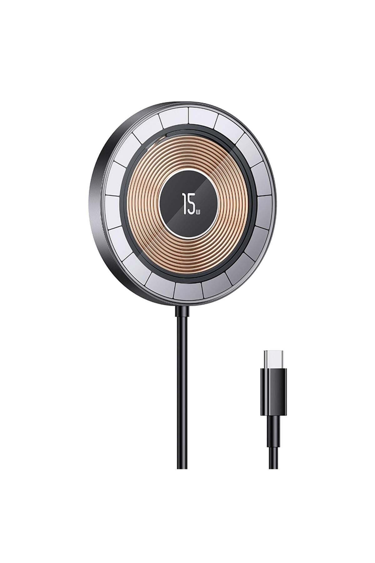 US-CD183 15W TypeC Magsafe, IPhone Manyetik Şeffaf Görünümlü Kablosuz Şarj Cihazı