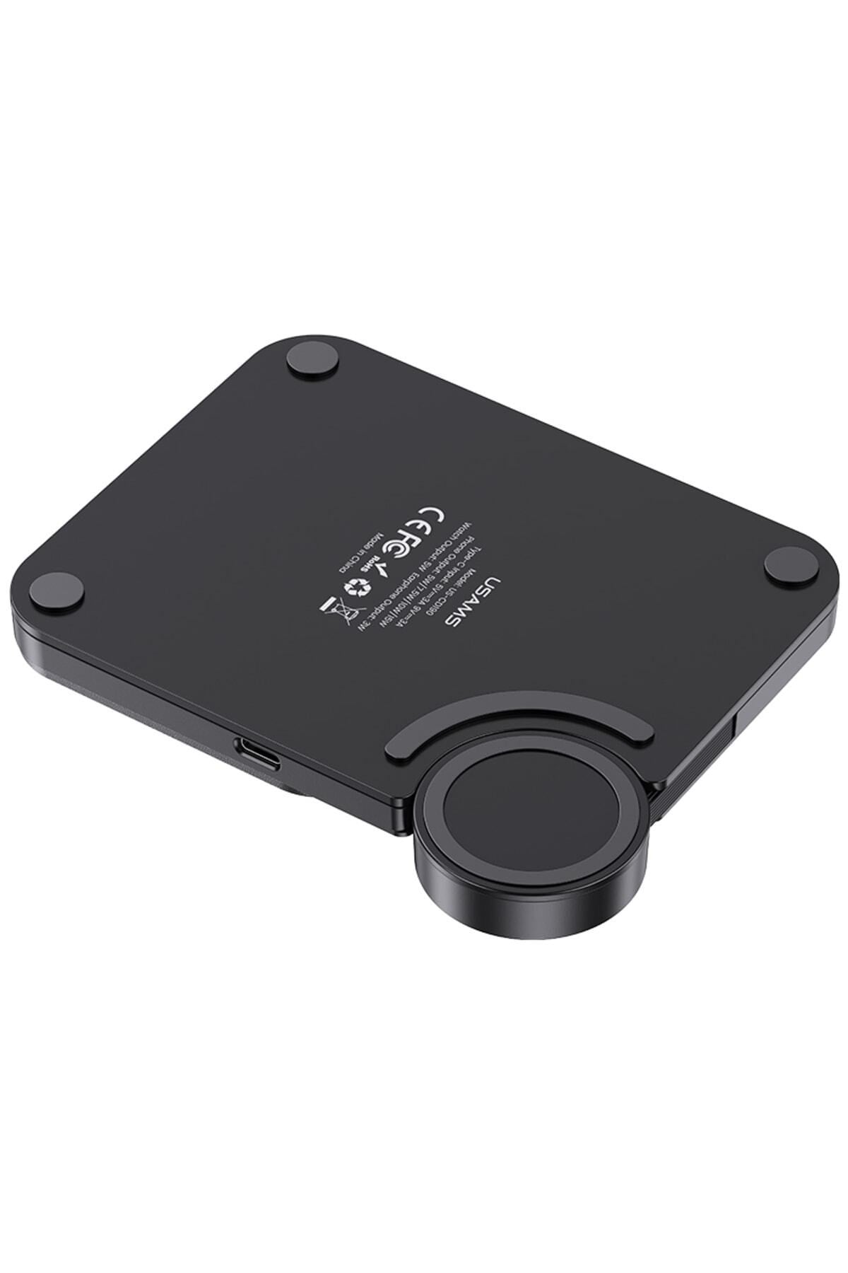 US-CD190 15W 3in1 Uyumlu Masaüstü Kablosuz Hızlı Şarj Cihazı