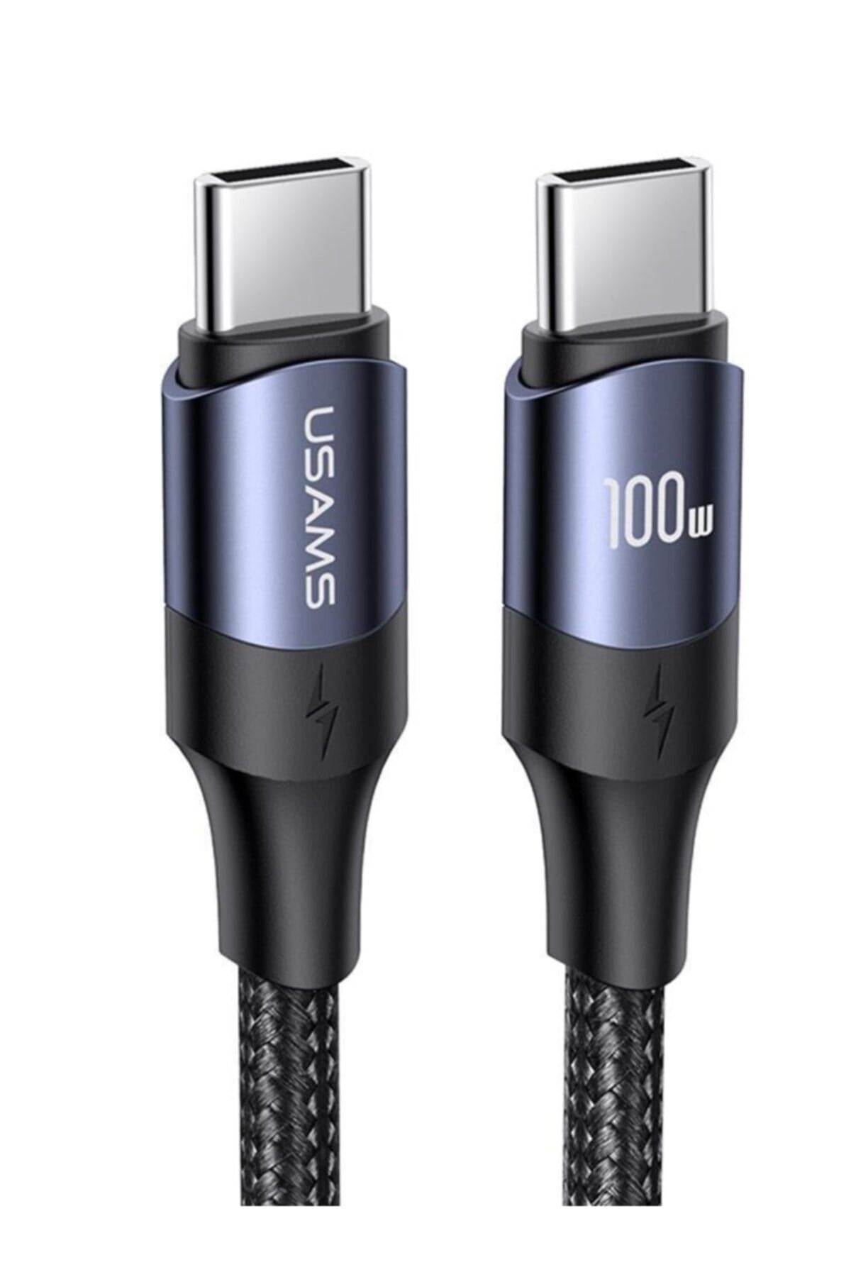 Us-sj524 Örgülü 1.2m Type-c To Type-c 100w Pd Hızlı Şarj Ve Data Kablosu