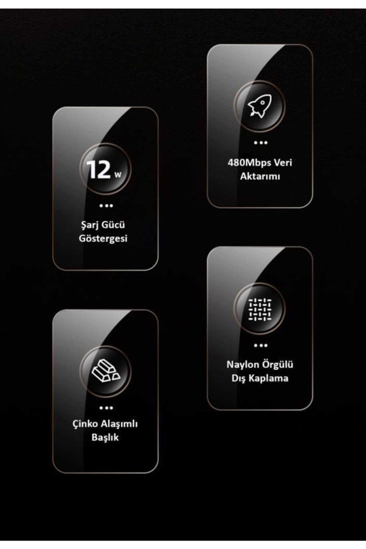 Us-sj543 Dijital Göstergeli,çipli,örgülü, 1.2m 2.4a Lightning Iphone Uyumlu Şarj Ve Data Kablosu