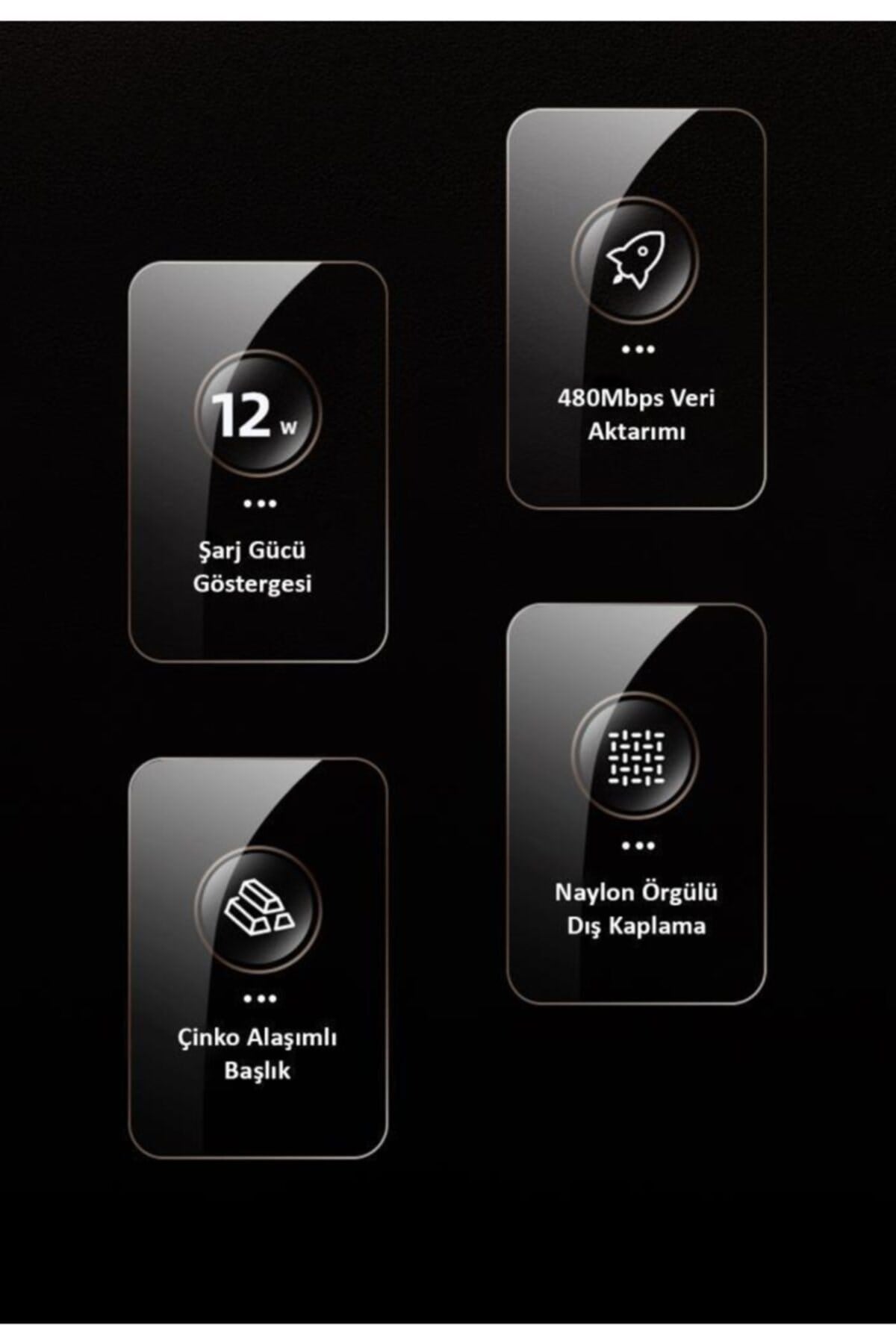 Us-sj543 Dijital Göstergeli,çipli,örgülü, 1.2m 2.4a Lightning Iphone Uyumlu Şarj Ve Data Kablosu