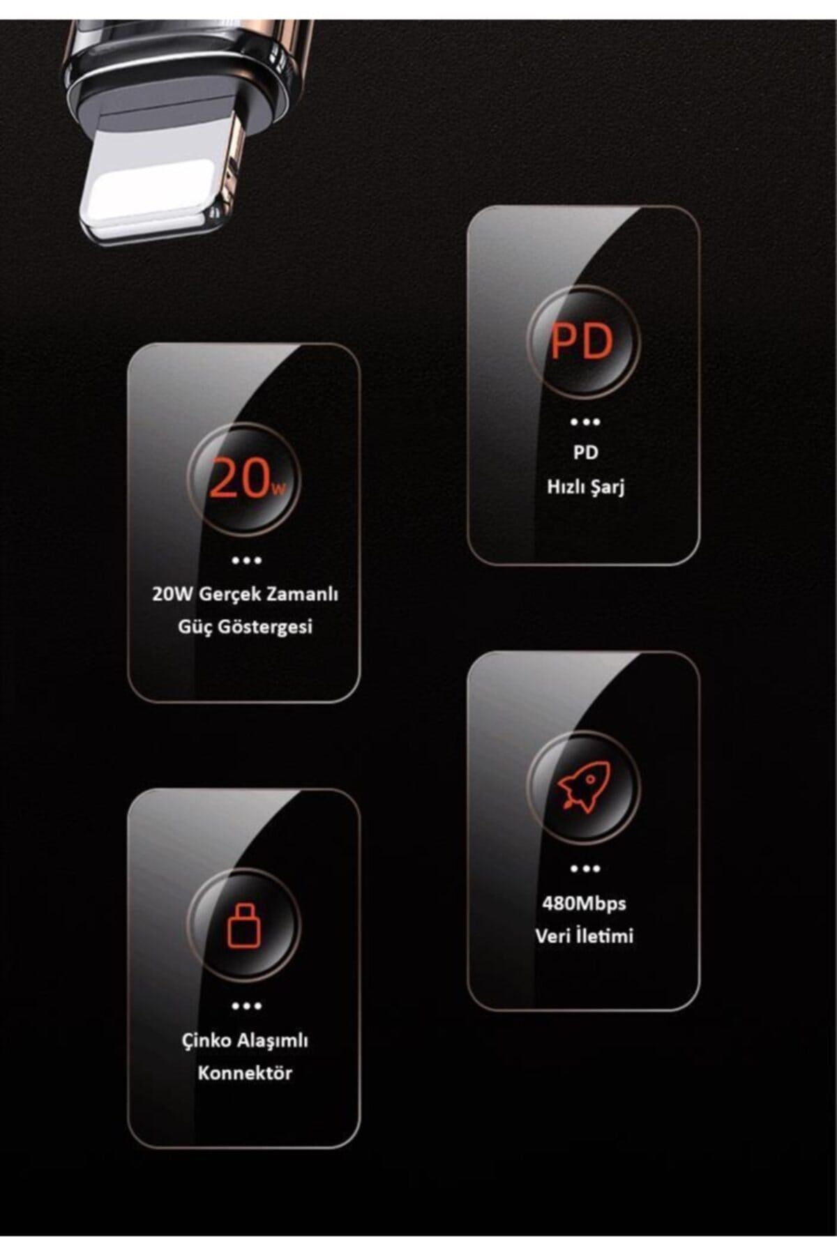 Us-sj545 Dijital Göstergeli 1.2m Pd 20w Type-c To Lightning Iphone Hızlı Şarj Ve Data Kablosu