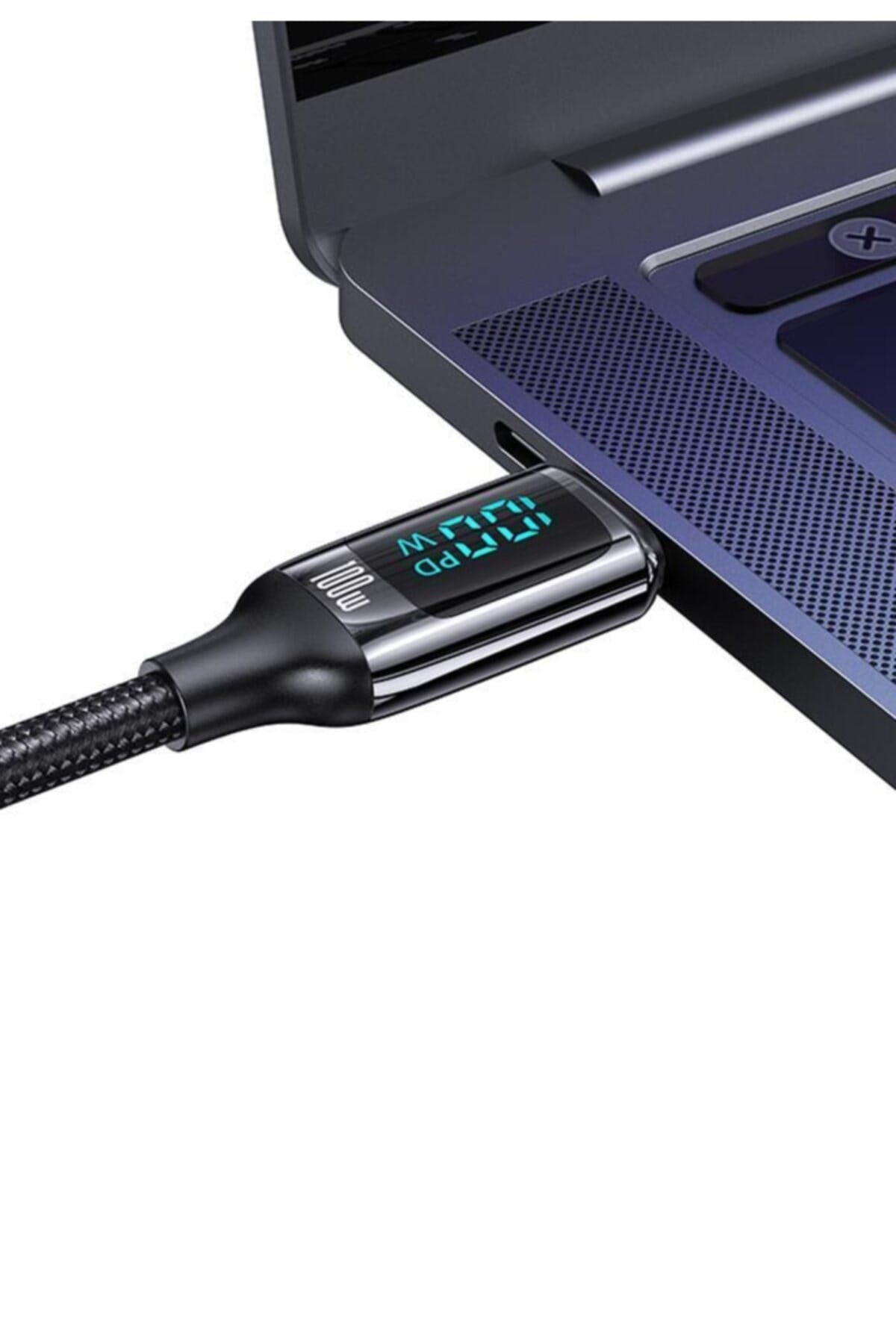 Us-sj546 Dijital Göstergeli Çipli, Örgülü, 1.2m Pd 100w Type-c Hızlı Şarj Ve Data Kablosu