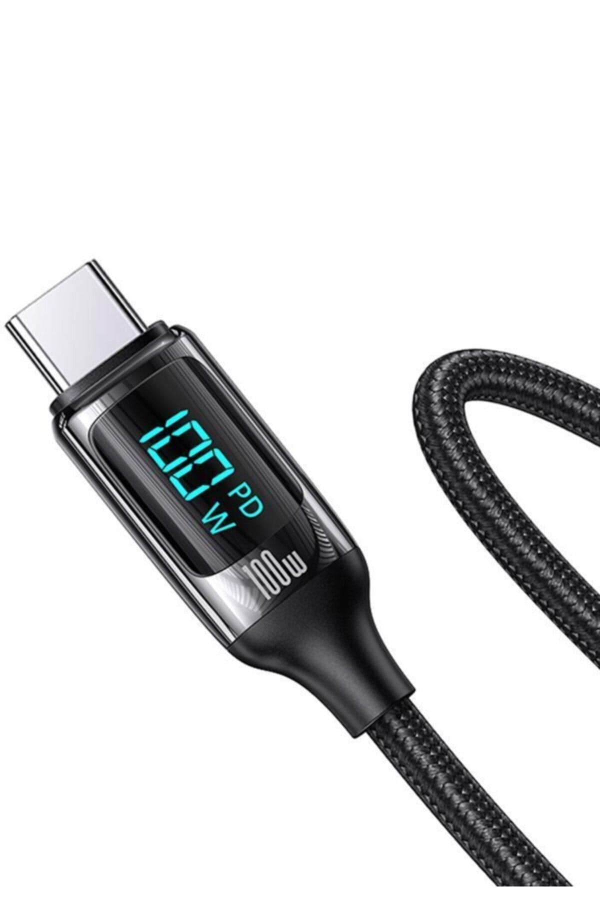 Us-sj546 Dijital Göstergeli Çipli, Örgülü, 1.2m Pd 100w Type-c Hızlı Şarj Ve Data Kablosu