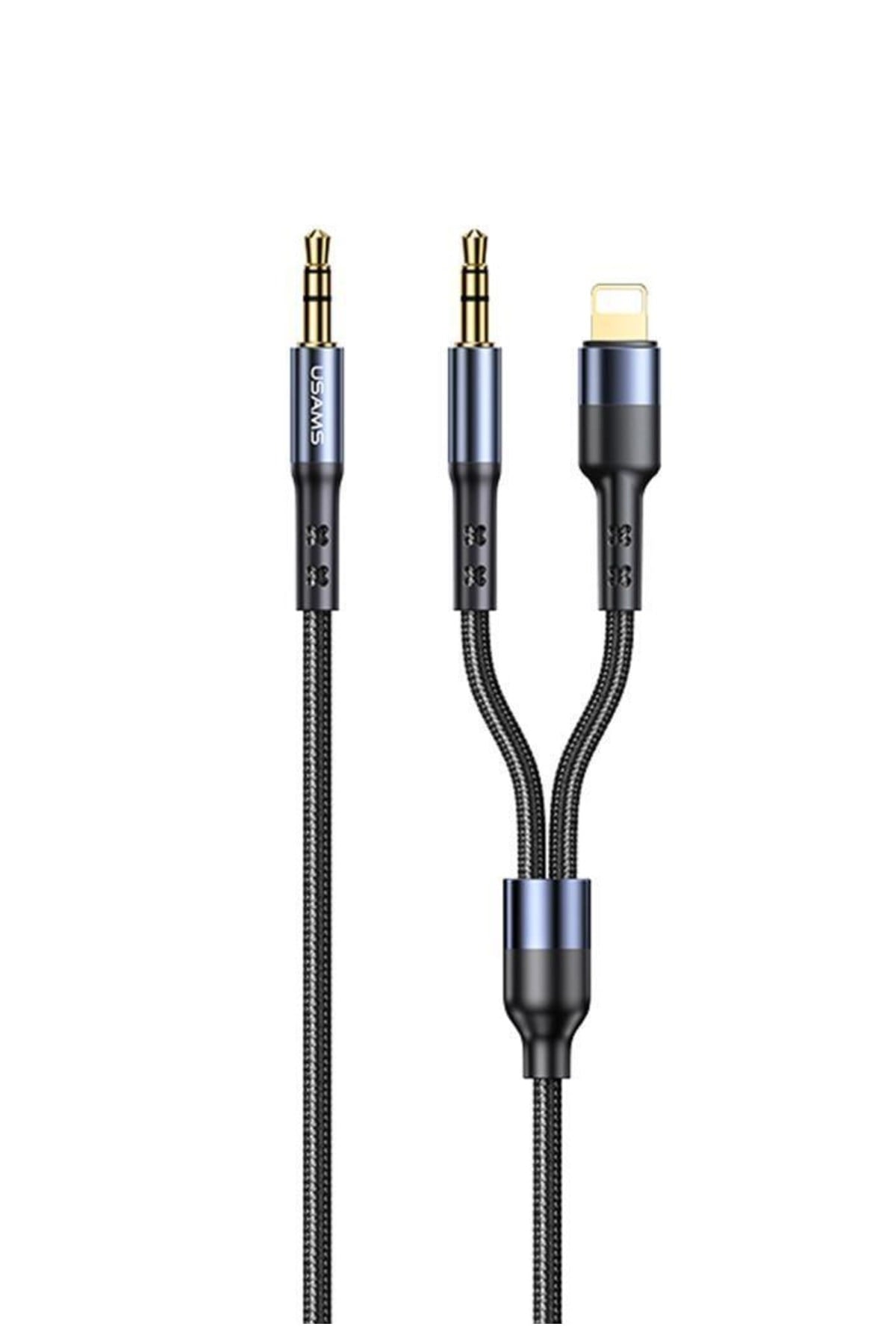 Us-sj554 2in1 1.2m 3.5mm Ses+lightning To 3.5mm Ses Kablosu