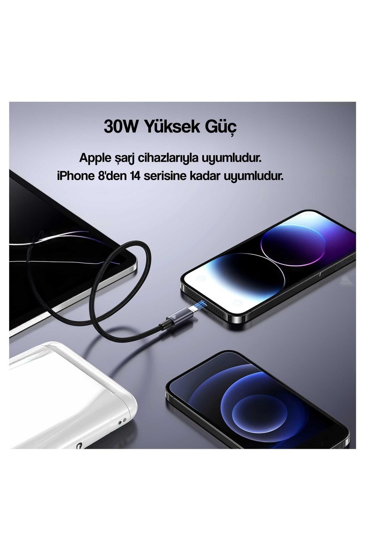 US-SJ662 1.2m PD 30W Type-C to Lightning iPhone Hızlı Şarj ve Data Kablosu