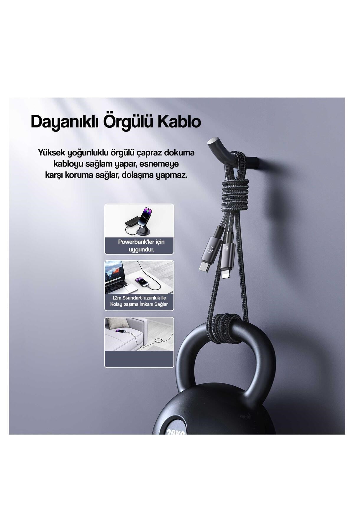 US-SJ662 1.2m PD 30W Type-C to Lightning iPhone Hızlı Şarj ve Data Kablosu