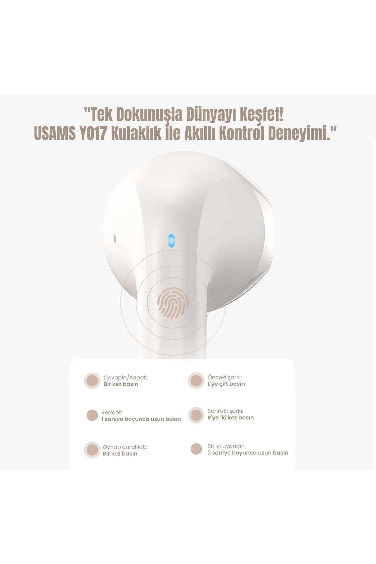 US-YO17 IOS/Android Uyumlu BT5.3 TWS Bluetooth Kulaklık-Bej