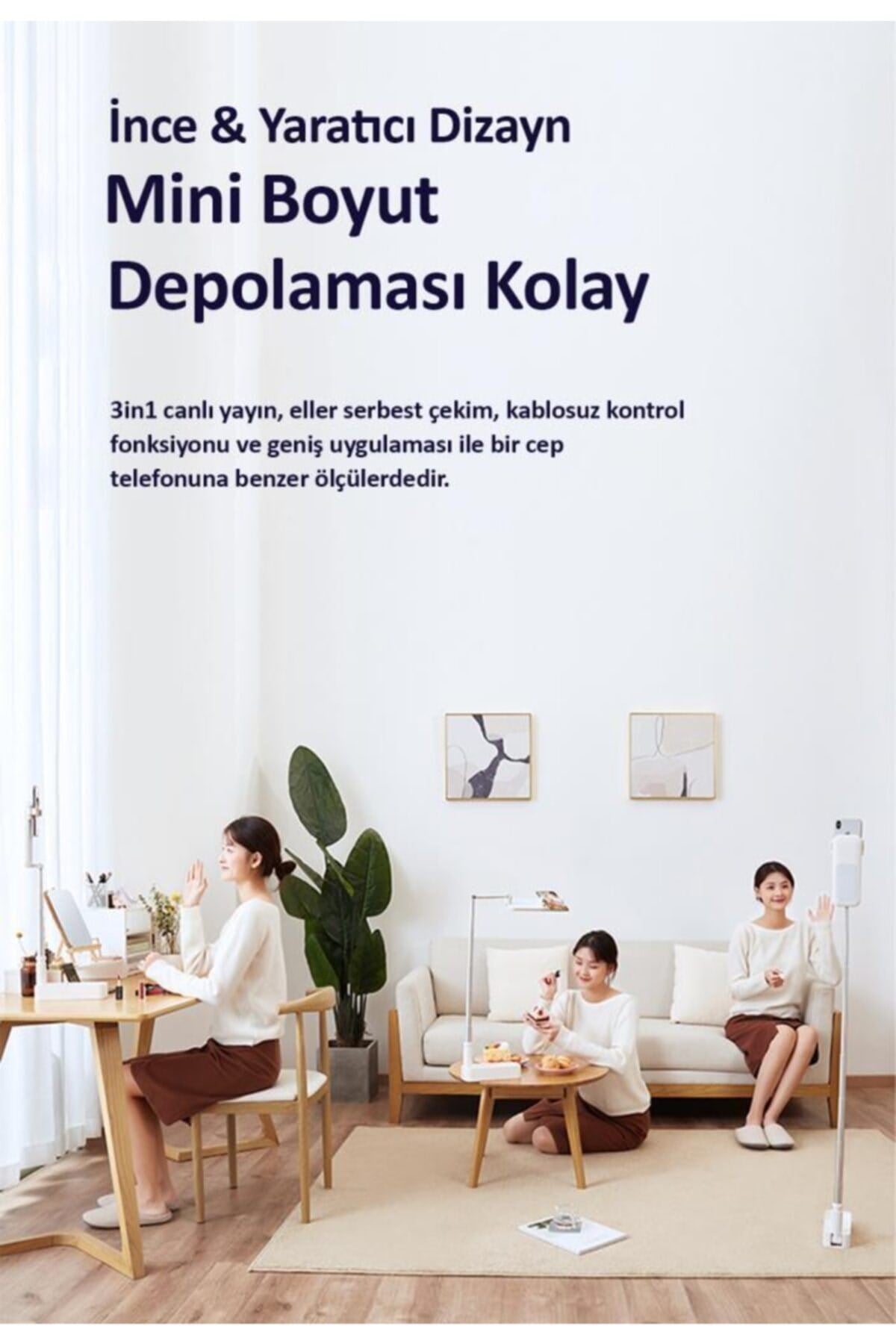 Us-zb209 Online Ders Ve Yayın Için Ledli,monopodlu,kumandalı,şarjlı Taşınabilir Telefon Standı