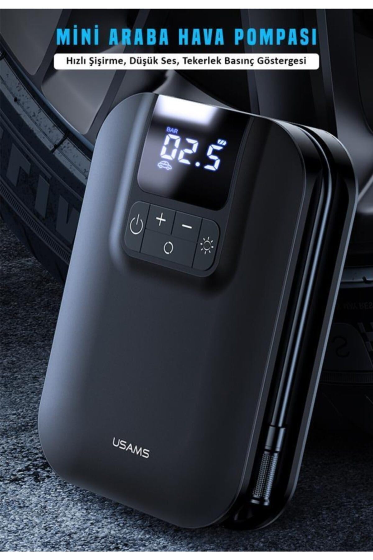 Us-zb215 350psı 5000mah Şarjlı Çok Amaçlı Taşınabilir Hava Pompası