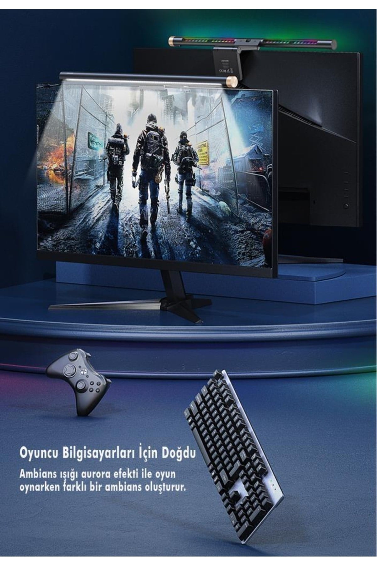Us-zb224 Klavye Ve Rgb Ambiyans Aydınlatmalı Gaming Led Bar Işık
