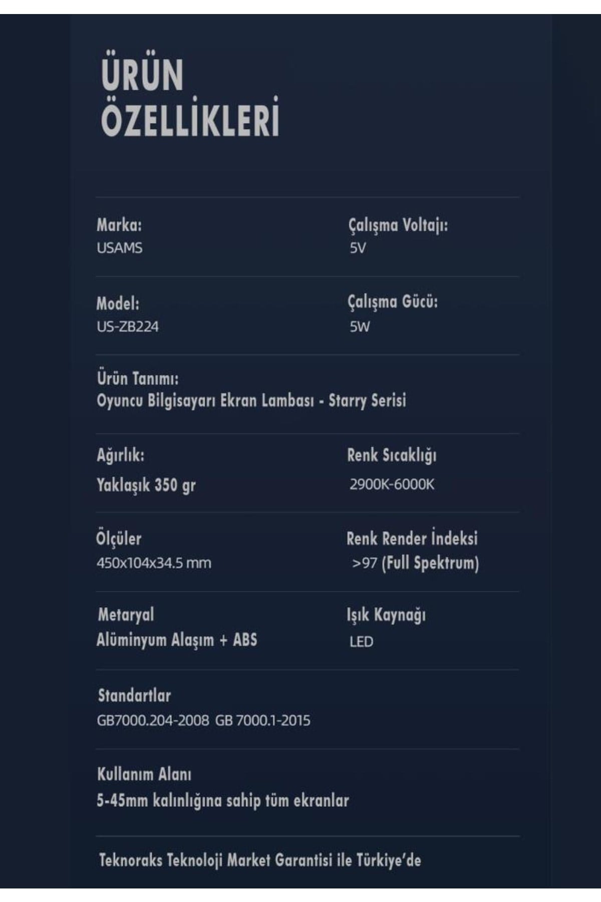 Us-zb224 Klavye Ve Rgb Ambiyans Aydınlatmalı Gaming Led Bar Işık