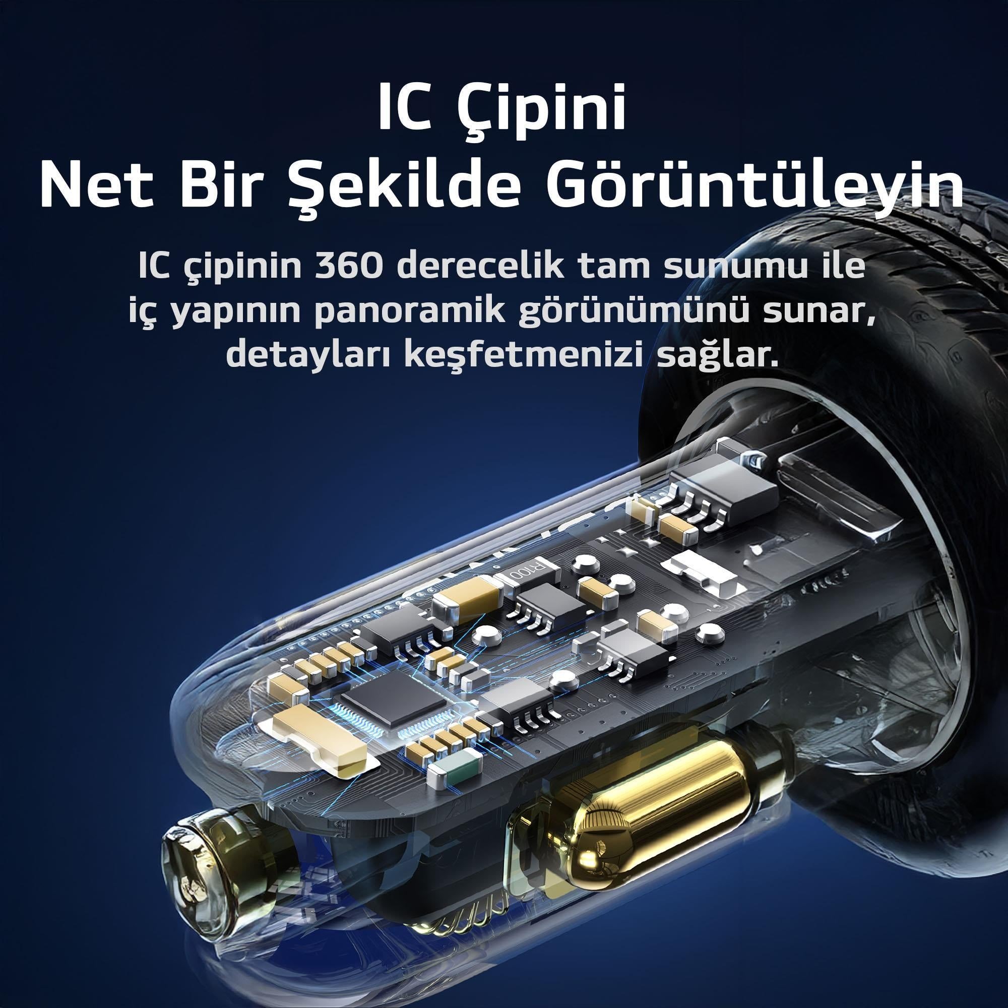 Usams US-CC159 80W (Type-C+USB) Üç Bağlantı Noktalı Hızlı Araç Şarj Soketi-Siyah