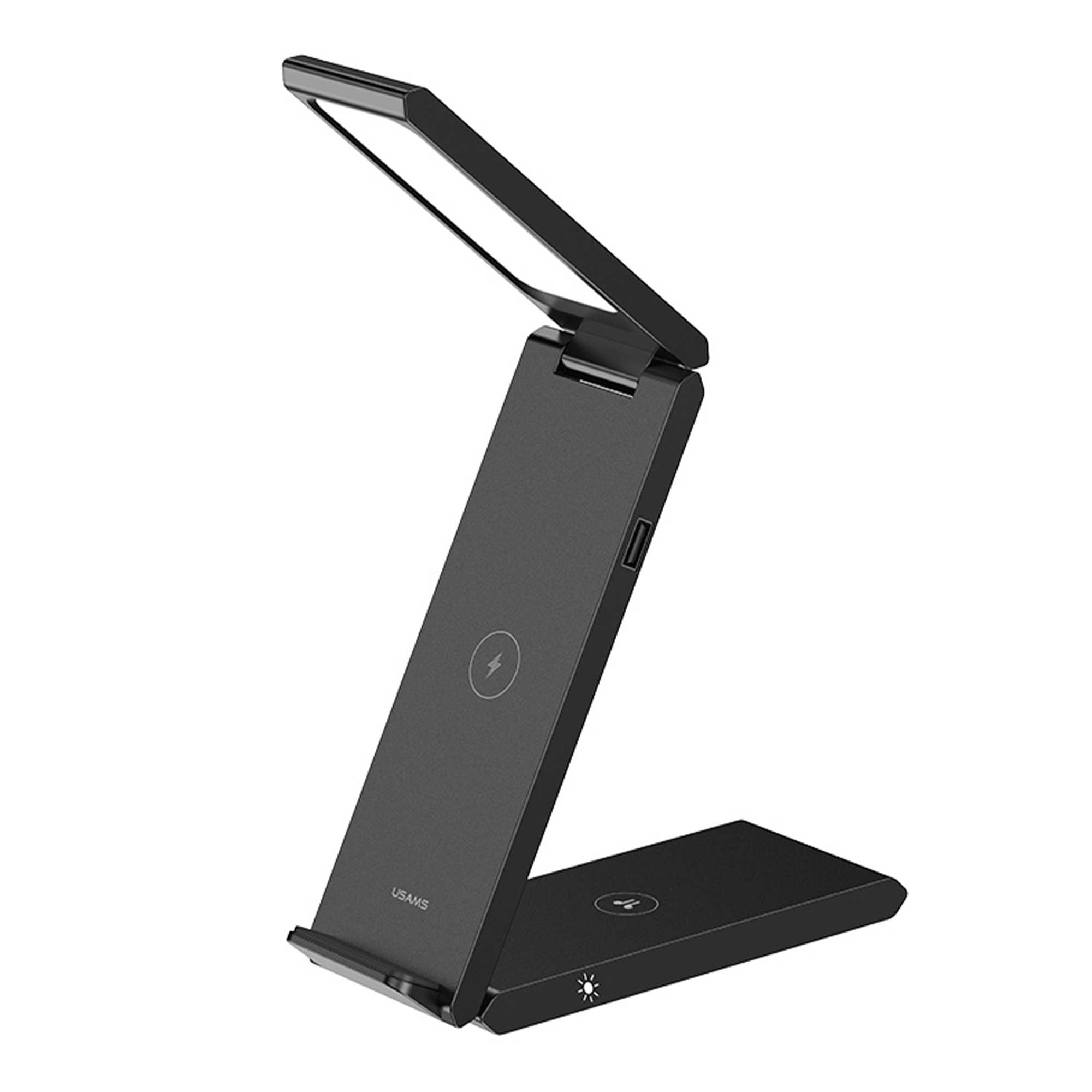 Usams US-CD181 15W 3in1 Arada Masa Lambası Özellikli Katlanabilir Kablosuz Şarj Standı OUTLET