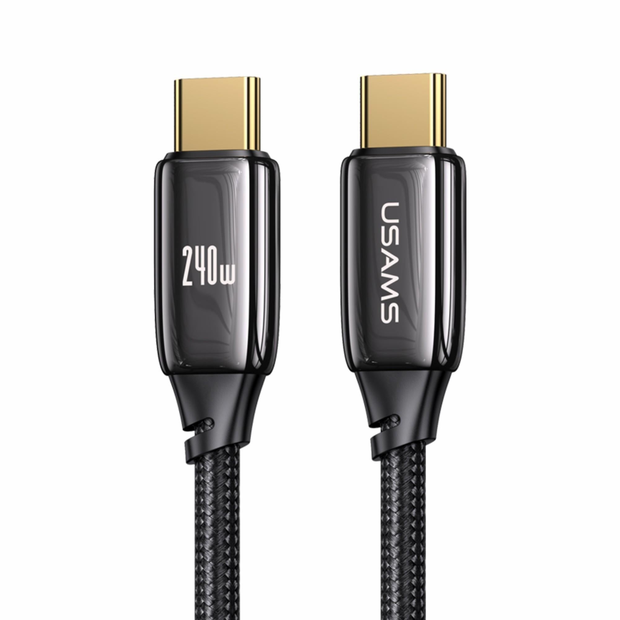 Usams US-SJ581 PD3.1 Type-C To Type-C Çinko Alaşım 240W Hızlı Şarj ve Data Kablosu 2m