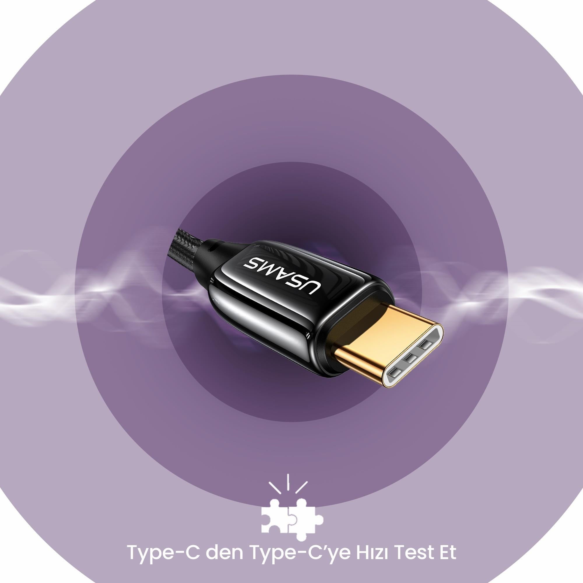 Usams US-SJ581 PD3.1 Type-C To Type-C Çinko Alaşım 240W Hızlı Şarj ve Data Kablosu 2m