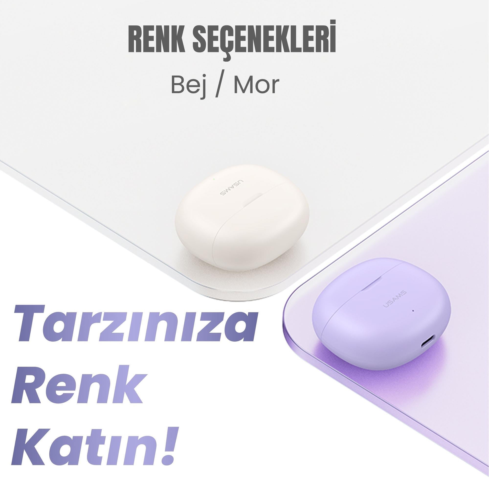 Usams US-YO17 IOS/Android Uyumlu BT5.3 TWS Bluetooth Kulaklık-Bej