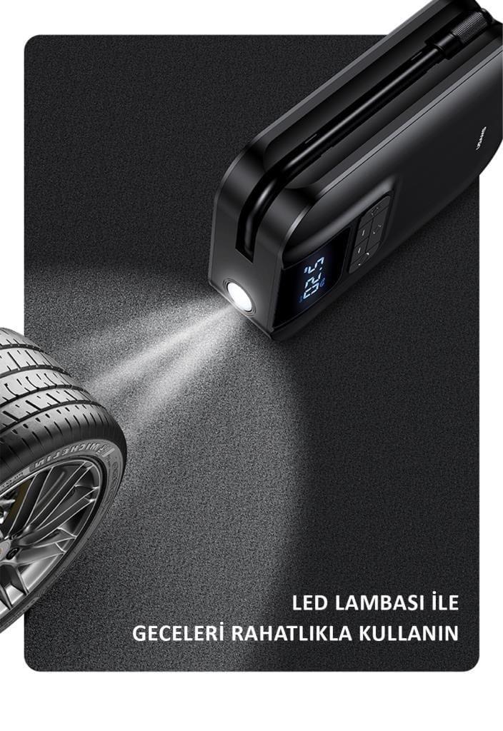 Usams US-ZB215 350PSI 5000mah Şarjlı Çok Amaçlı Taşınabilir Hava Pompası