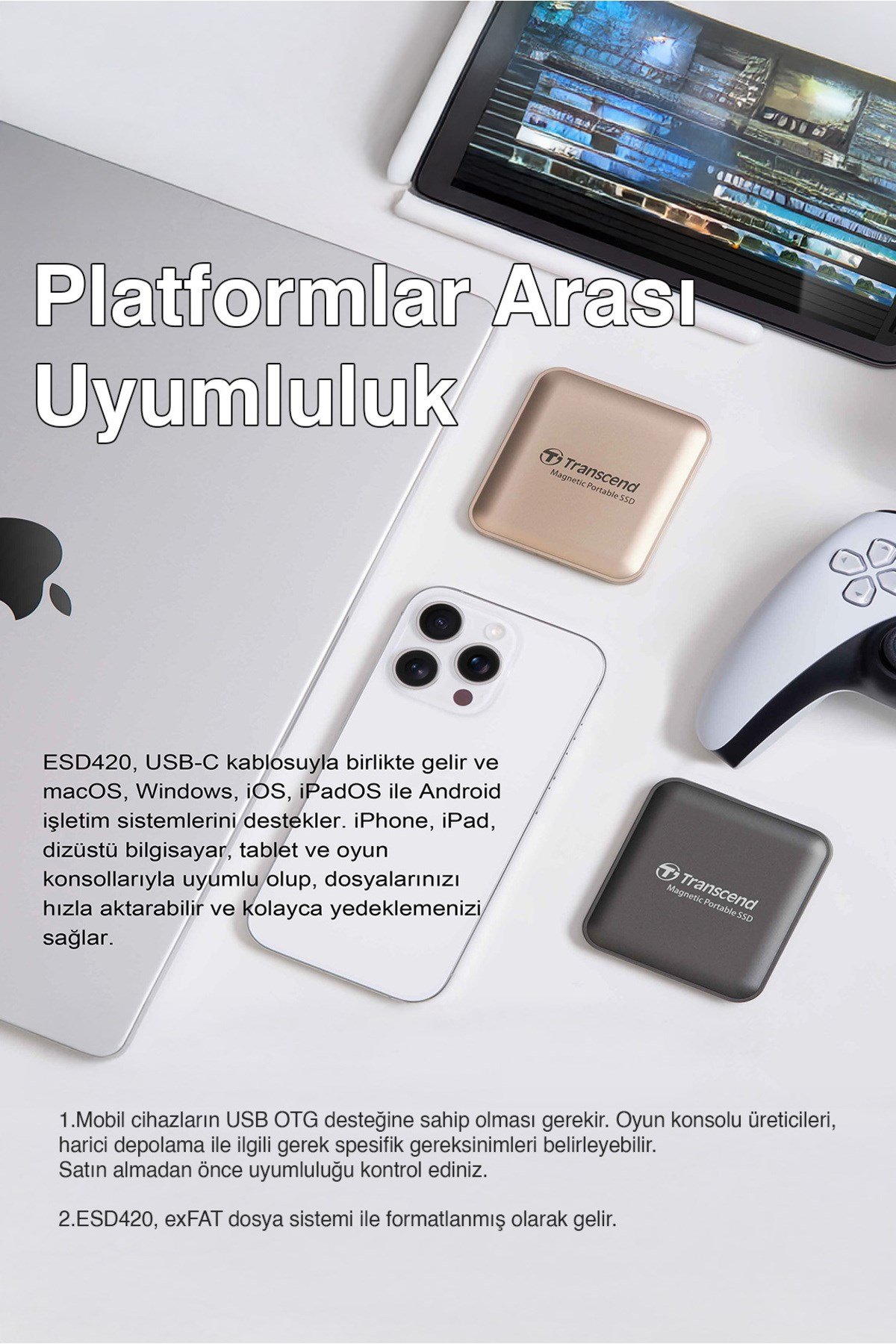 USB,Type C, 20Gbps, 2000MB/s Magsafe Taşınabilir Harici SSD