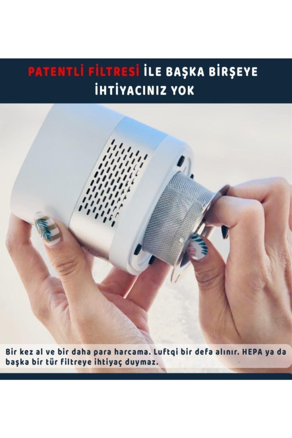 Uv-c/nano Filtreli Antibakteriyel, Antivirütik, Koku Giderici Kişisel Hava Temizleyici-black