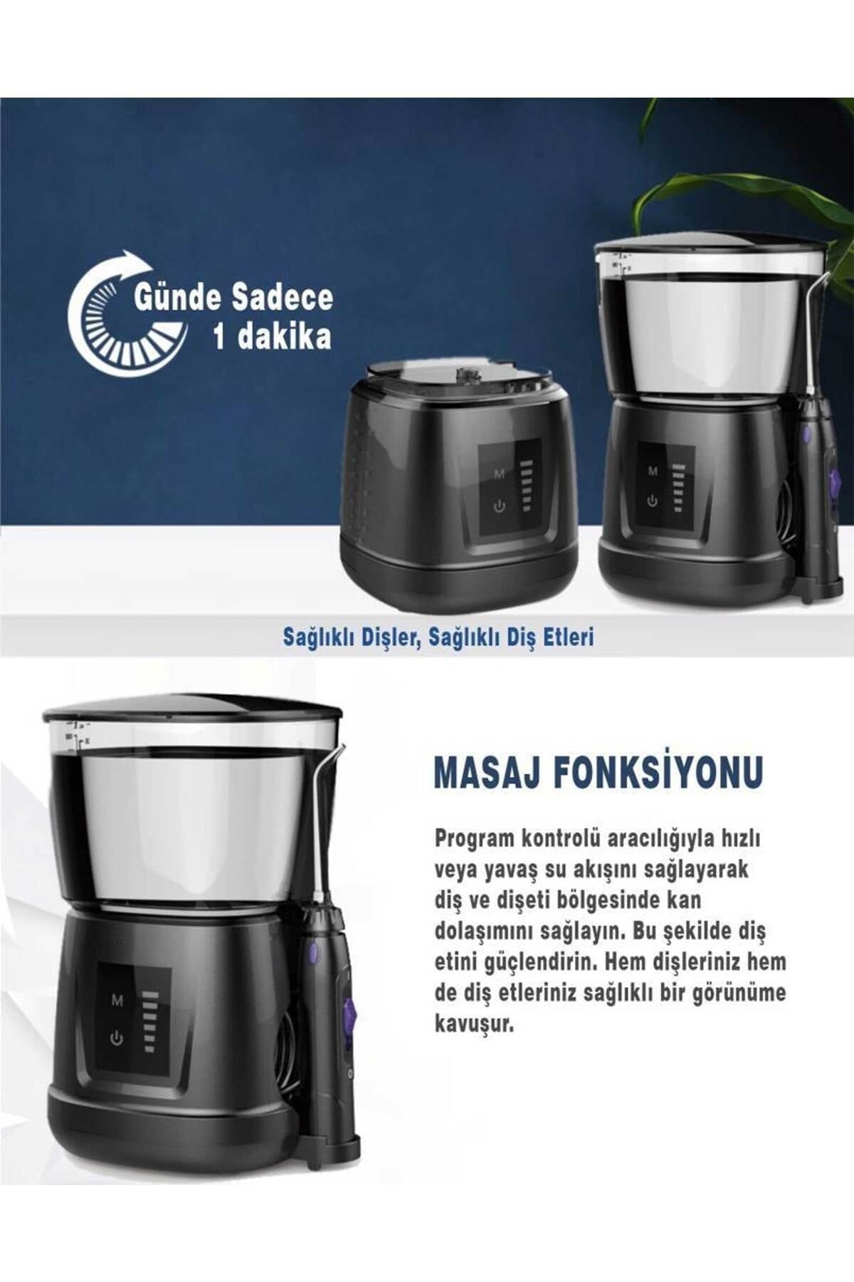 V700plus-b Water Flosser Profesyonel, Masajlı, 1000ml Diş/protez Bakım Ve Ağız Duş