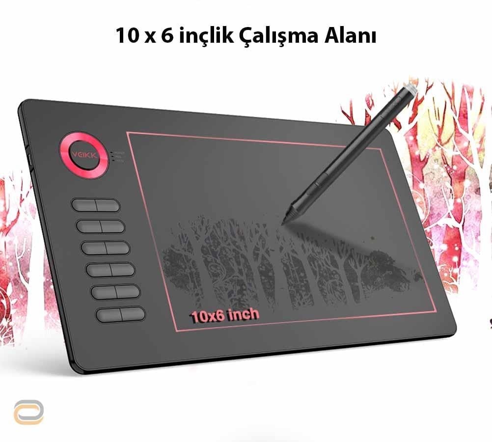 Veikk A15 16384 Levels Zoom Uyumlu 5080LPI Grafik Tablet+Kalem