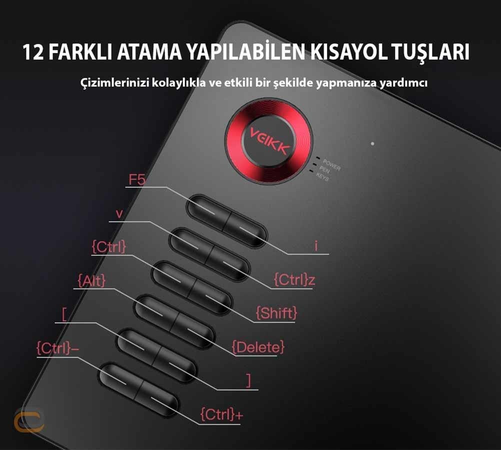 Veikk A15 16384 Levels Zoom Uyumlu 5080LPI Grafik Tablet+Kalem