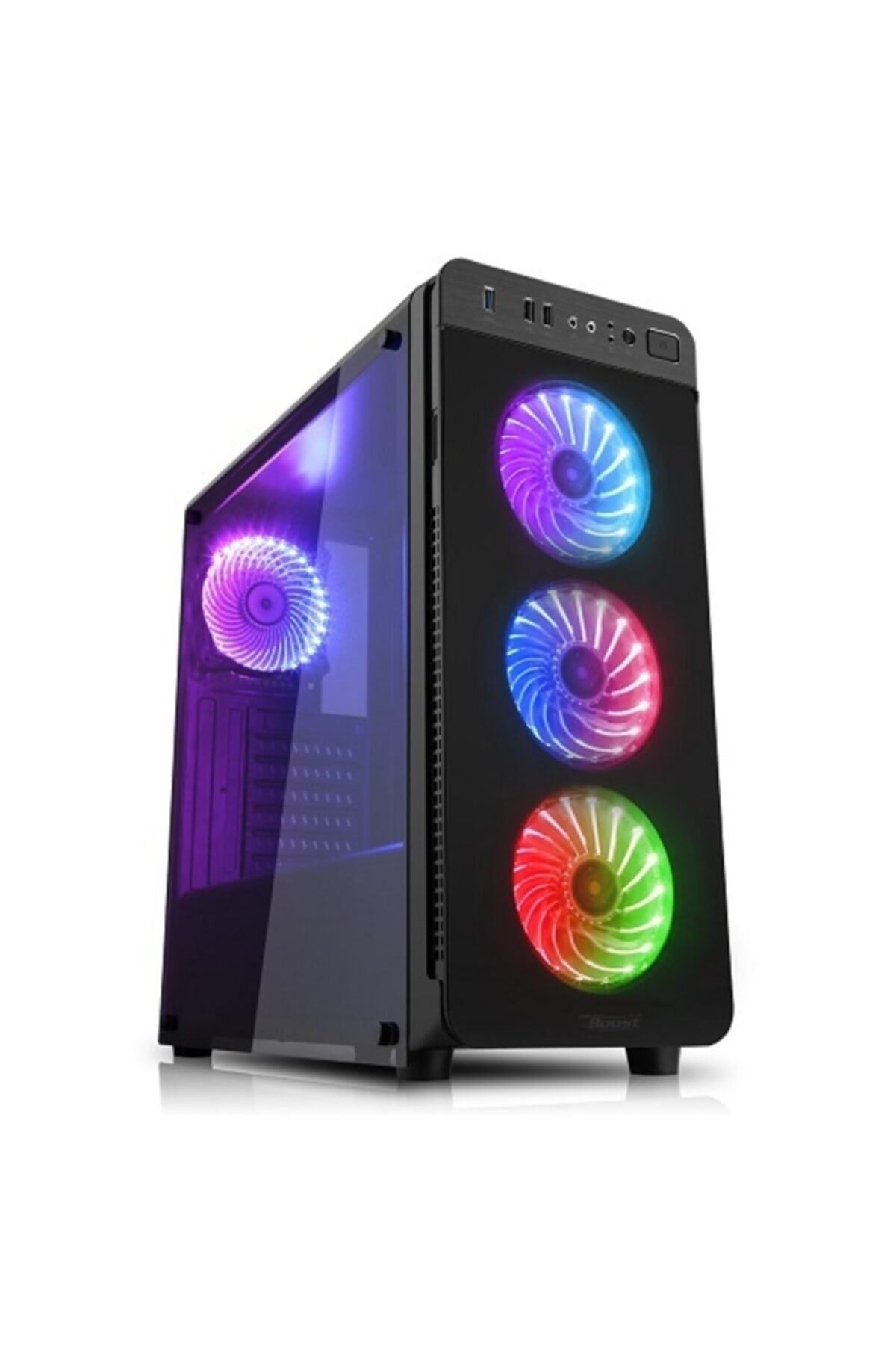 VK-G1030RGB Power USB 3.0 Tempered Glass Pencereli RGB Fanlı Gaming Kasa (PSU Yok)