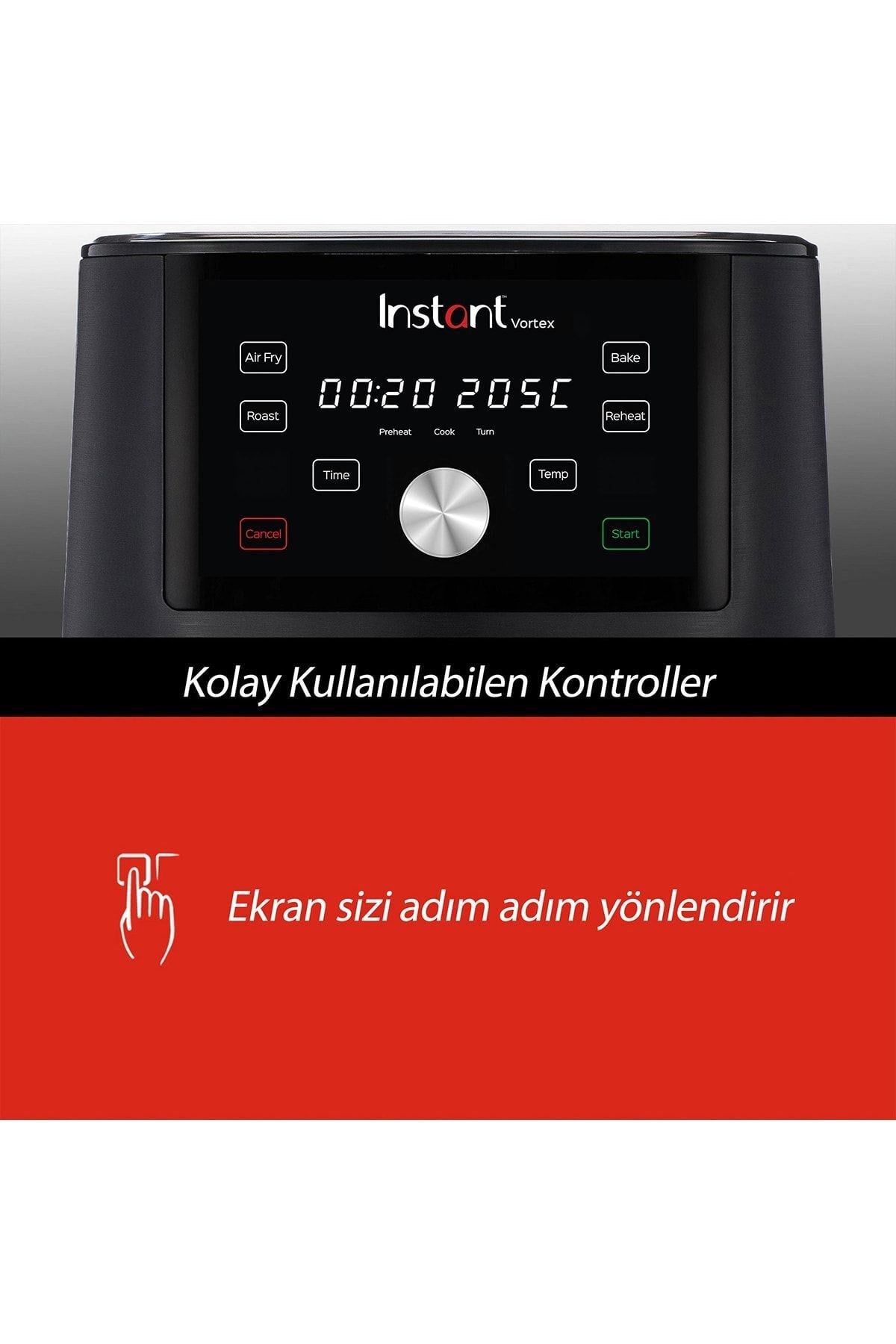 Vortex 3.8 Litre 4'ü 1 Arada İşlevli Yapışmaz ve Yıkanabilir Sepetli Airfryer