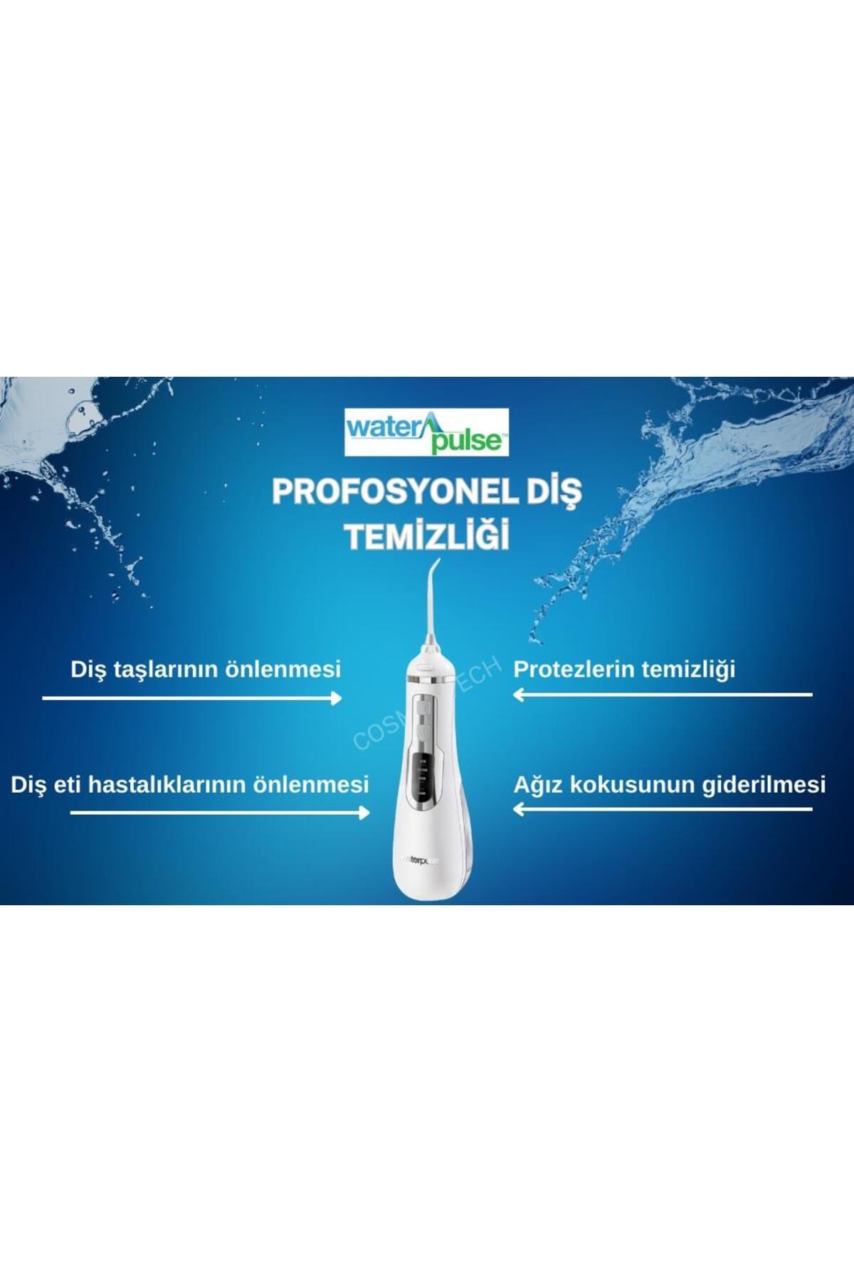 Water Flosser V500 Kablosuz Taşınabilir Ağız Duş Bakım Seti Beyaz