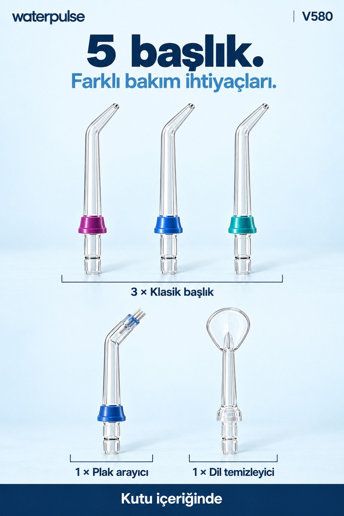 Waterpulse V580 Water Flosser Taşınabilir Şarjlı Masajlı Diş/Protez Bakım ve Ağız Duşu