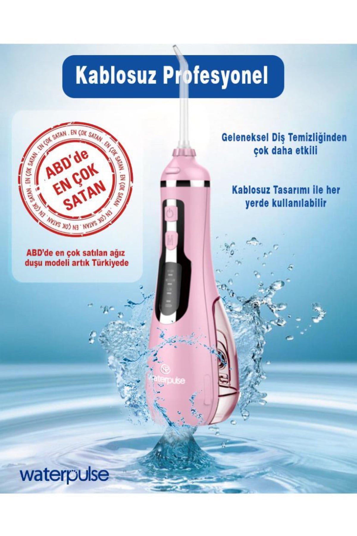 Wp-v500-p Water Flosser Taşınabilir, Şarjlı, Masajlı, Diş/protez Bakım Ve Ağız Duşu-pembe