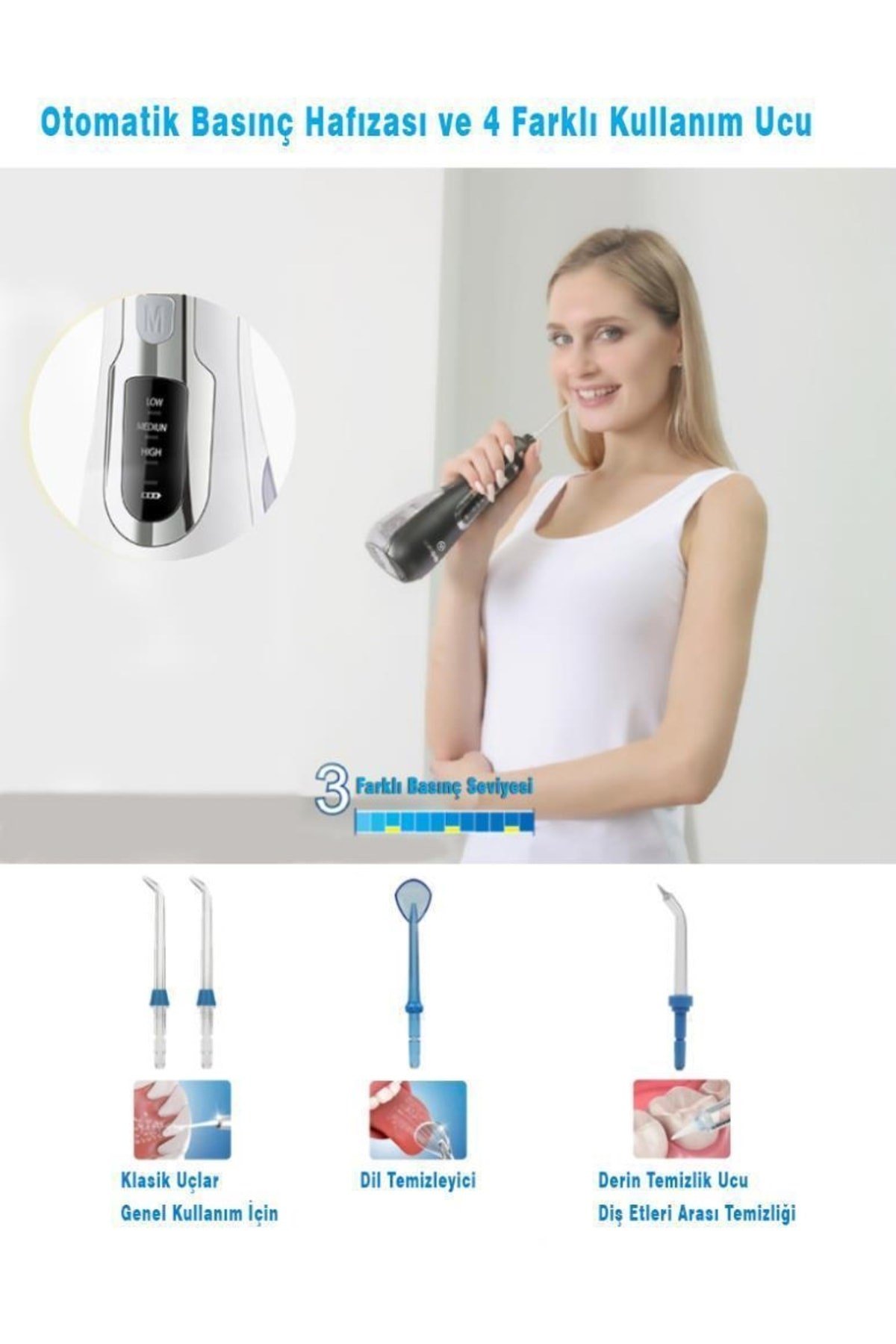 Wp-v500-w Water Flosser Taşınabilir, Şarjlı, Masajlı, Diş Protez Bakım Ve Ağız Duşu - Waterpulse