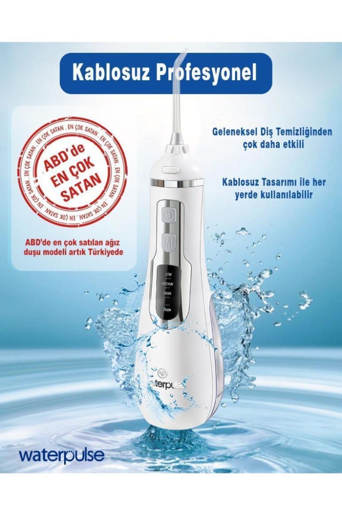 Wp-v500-w Water Flosser Taşınabilir, Şarjlı, Masajlı, Diş Protez Bakım Ve Ağız Duşu - Waterpulse
