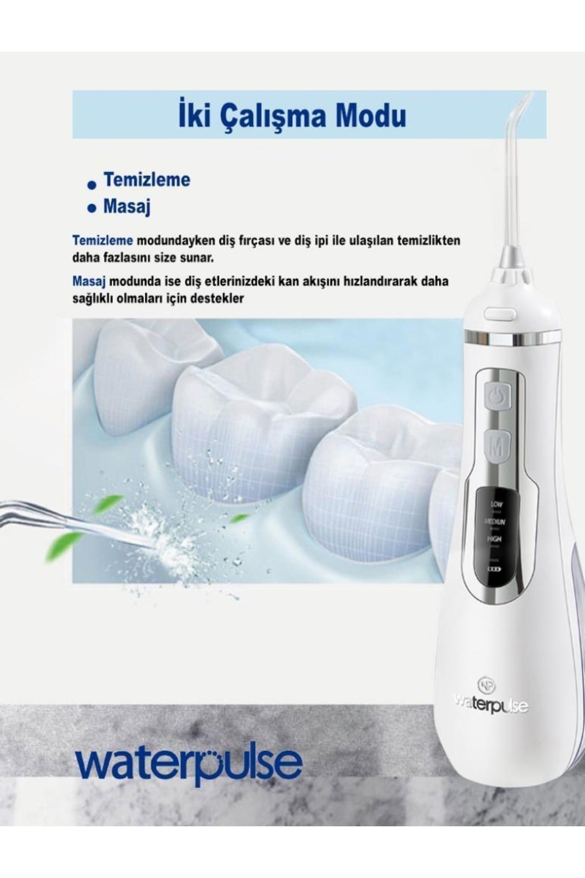 Wp-v500-w Water Flosser Taşınabilir, Şarjlı, Masajlı, Diş Protez Bakım Ve Ağız Duşu - Waterpulse
