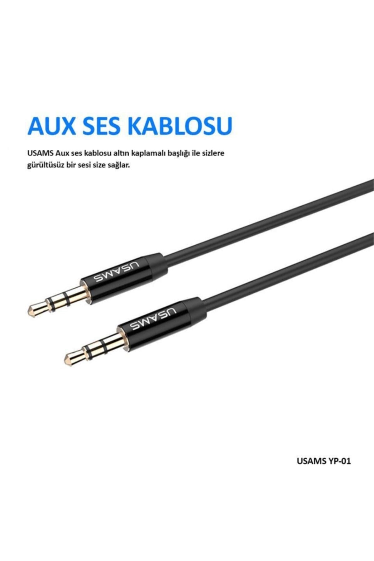 Yp-01 3.5mm Güçlendirilmiş Çeperli Ultra Dayanıklı 1m Aux Ses Kablosu Uyumlu