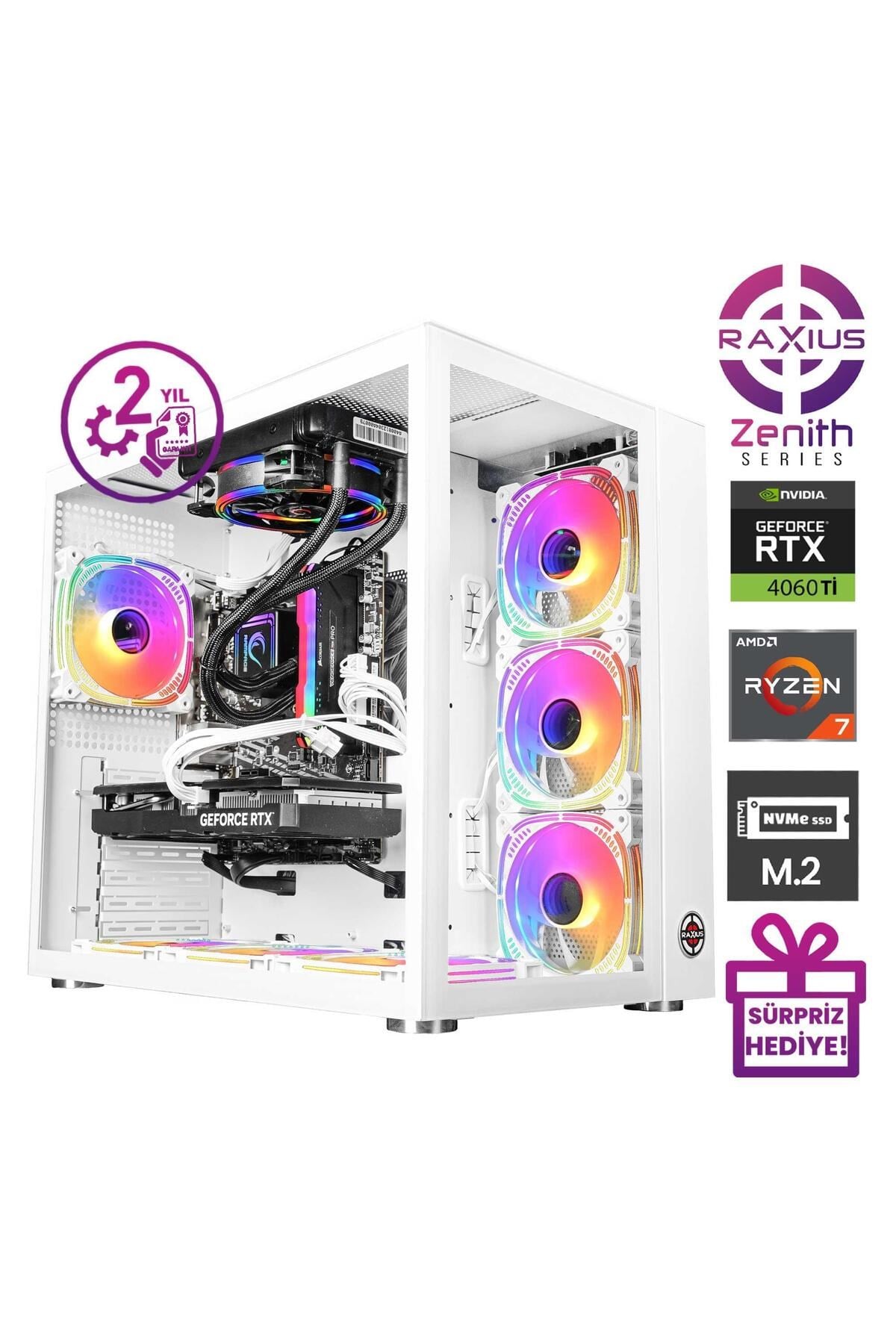 Zenith Z2 R7 4060Ti-77A009 Ryzen7 7700 16GB 512SSD RTX4060Ti 8 GB W11P Gaming Masaüstü Bilgis