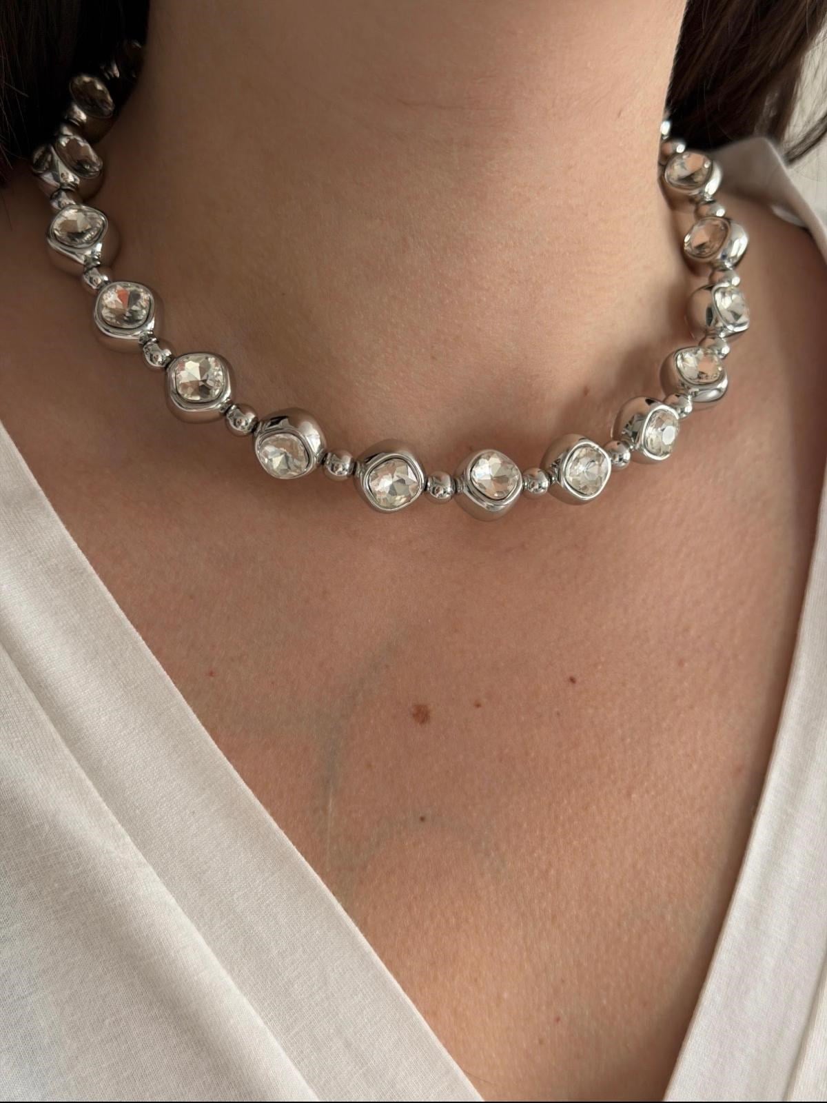 TAŞLI CHOKER SİLVER KOLYE