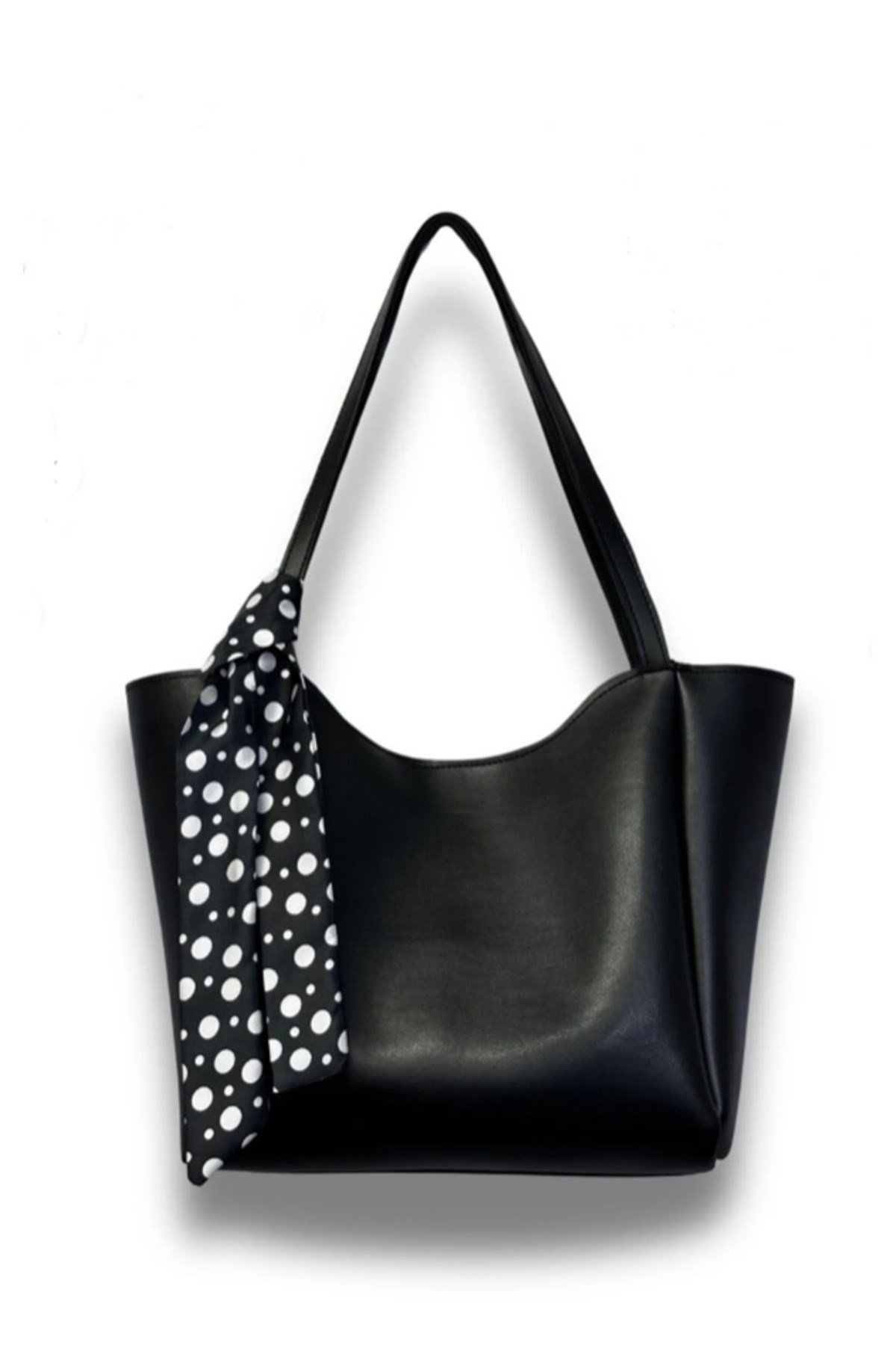 SİYAH Kadın Fularlı Fermuarlı Kapamalı Shopper El Ve Omuz Çantası