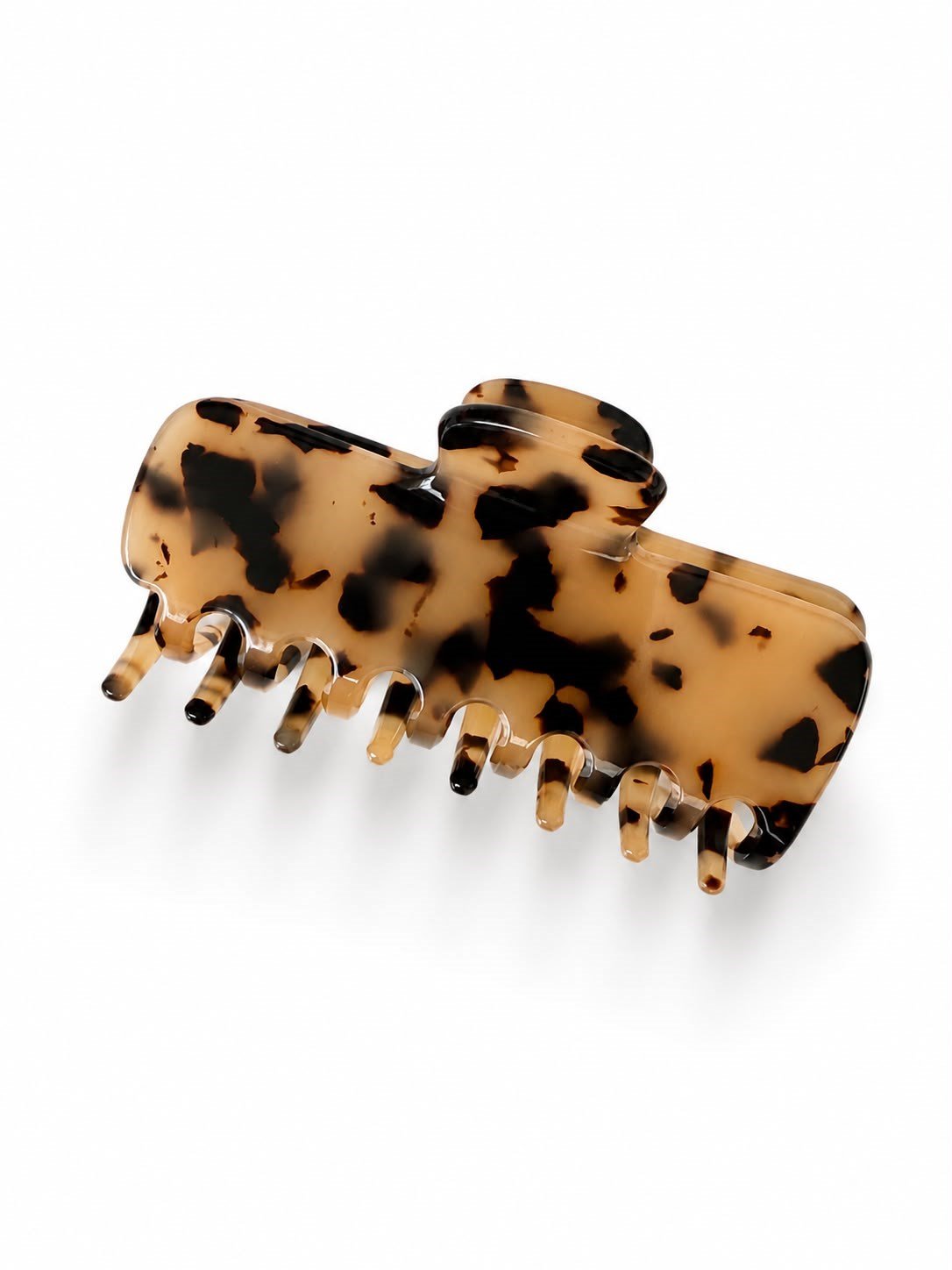 Les Petites Mains Bej Leopar Desenli Kemik Asetat Saç Tokası