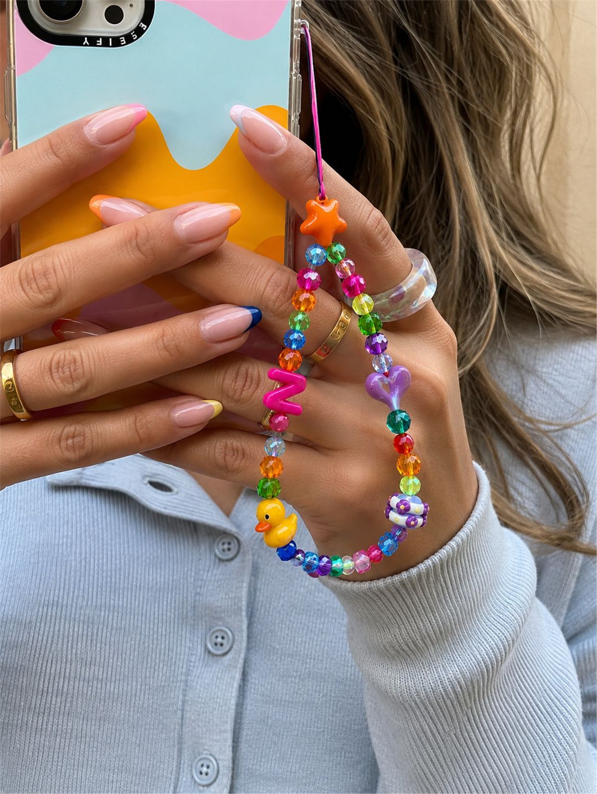 Name Pop N Telefon Askısı, Boncuklu Telefon Charmı ve Çanta Aksesuarı