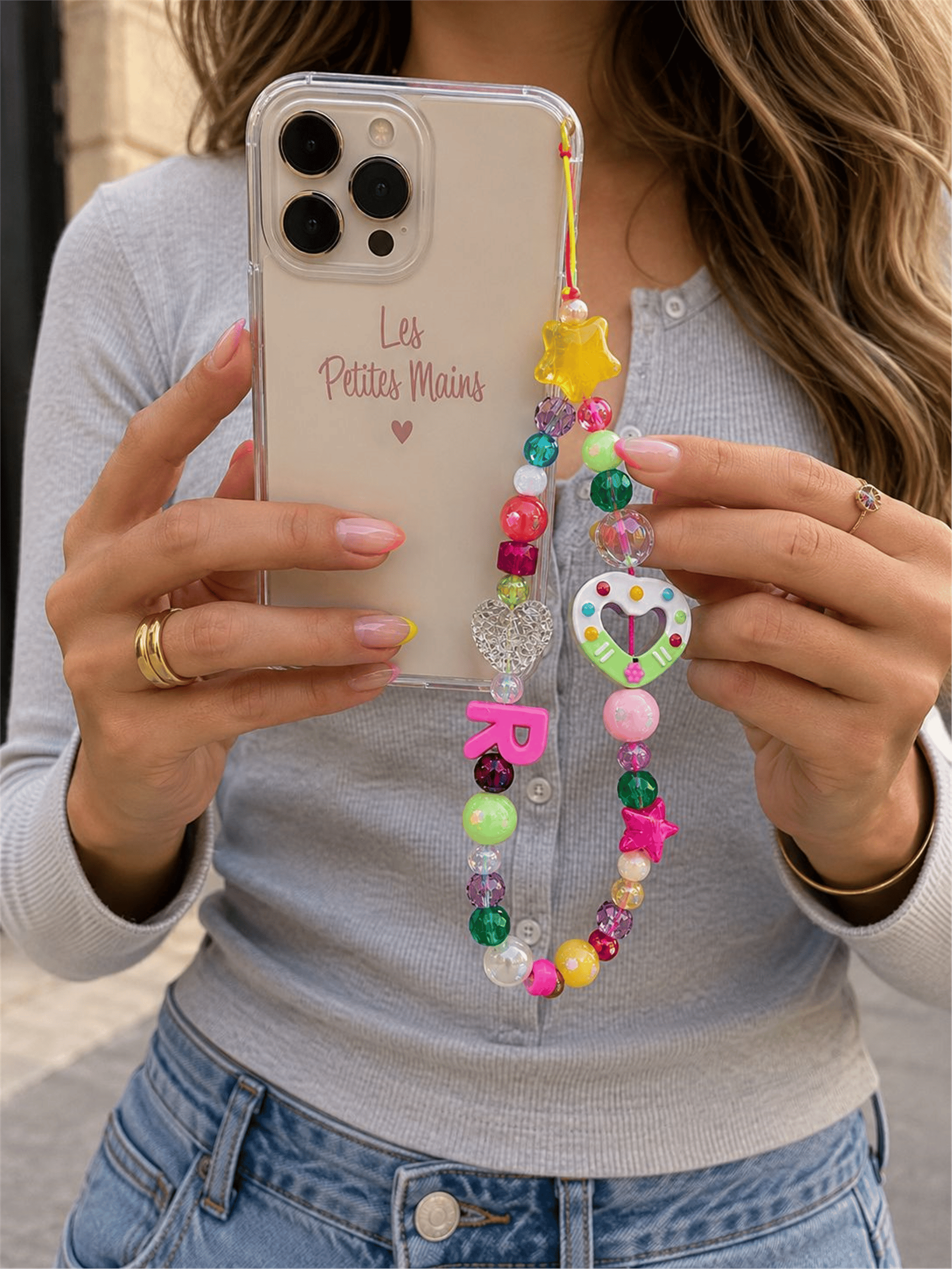 Name Pop R Telefon Askısı, Boncuklu Telefon Charmı ve Çanta Aksesuarı