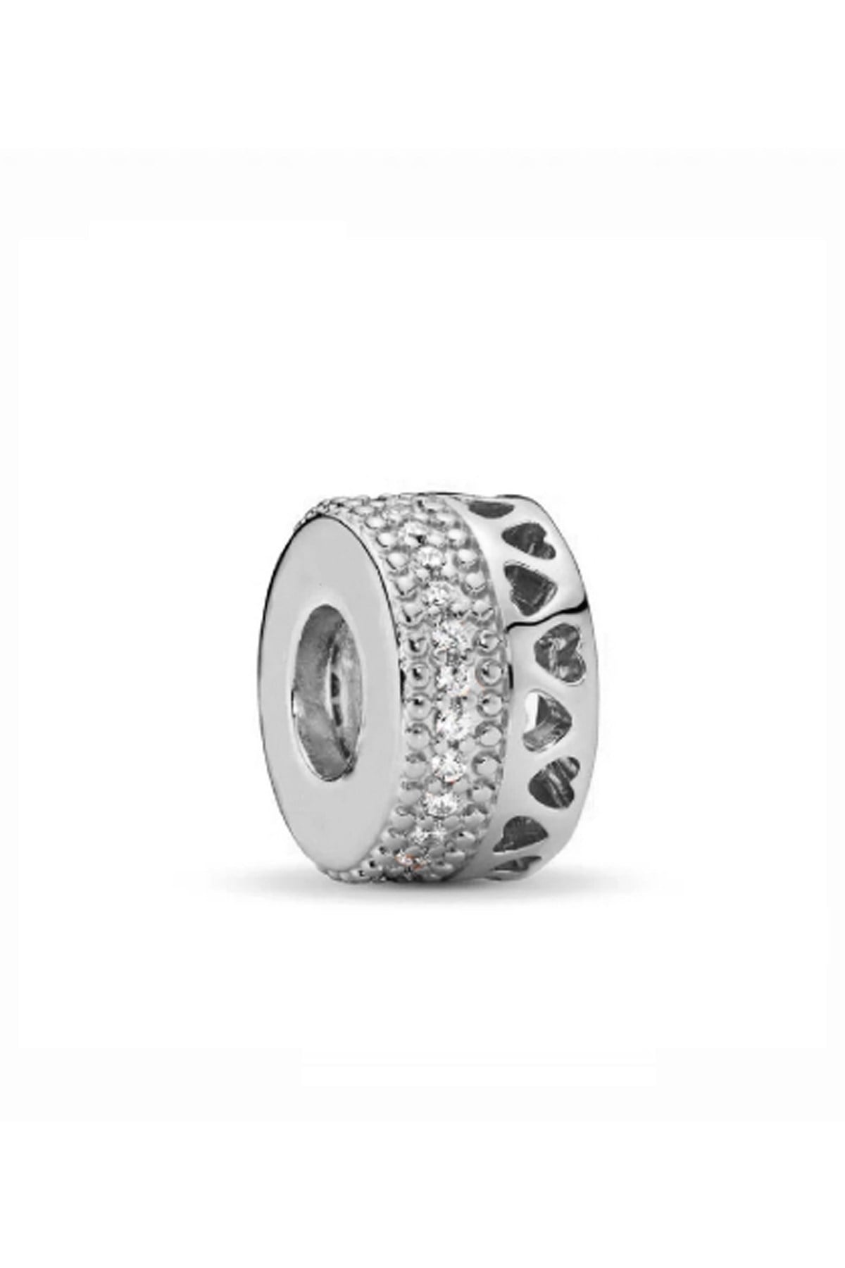 Gümüş Taşlı Pave Halka Charm