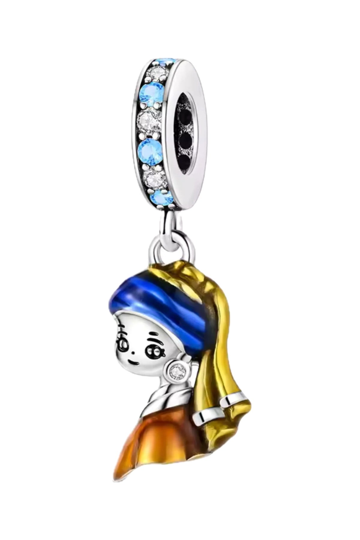 İnci Küpeli Kız Kedicik Sallantılı Charm