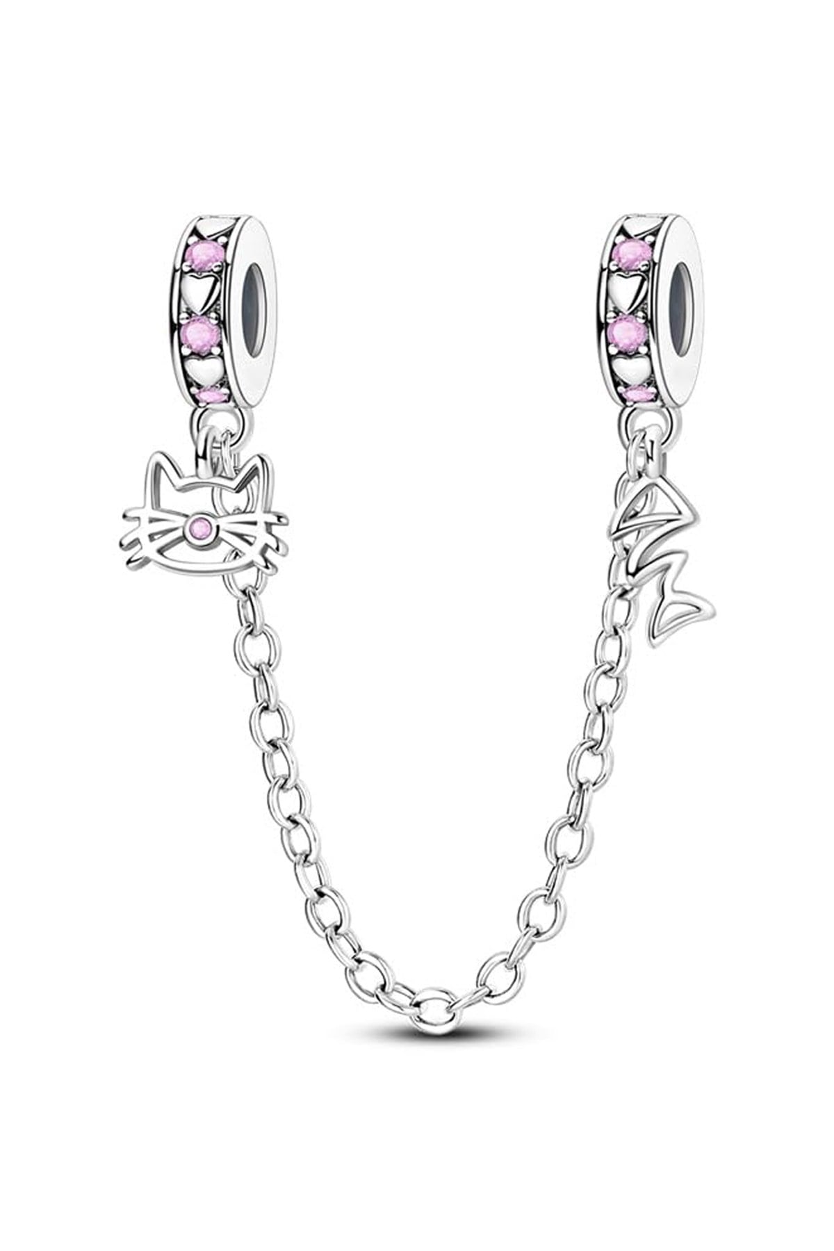 Kedi ve Kılçık Zincir Sallantılı Charm